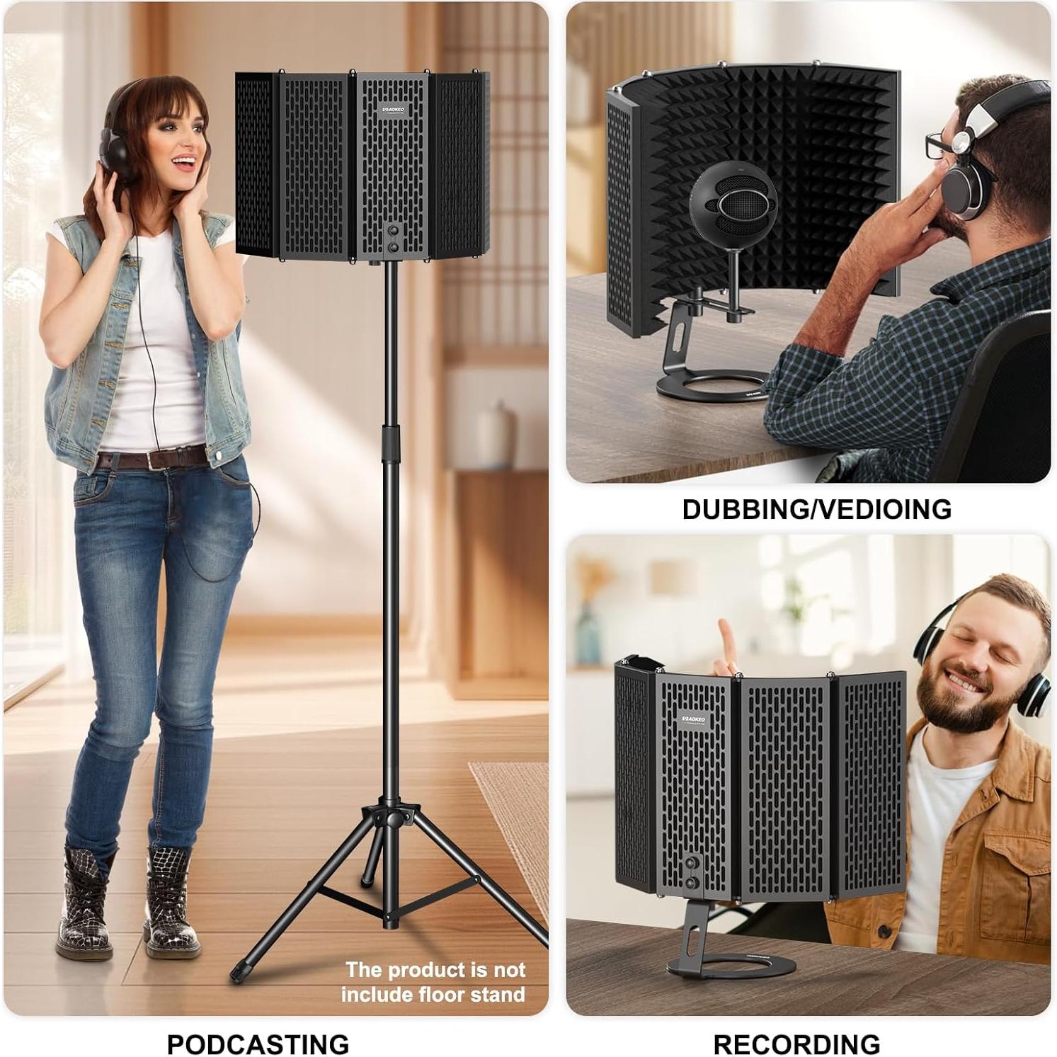 Aokeo Escudo de Aislamiento de Micrófono 59x28 cm para Estudio