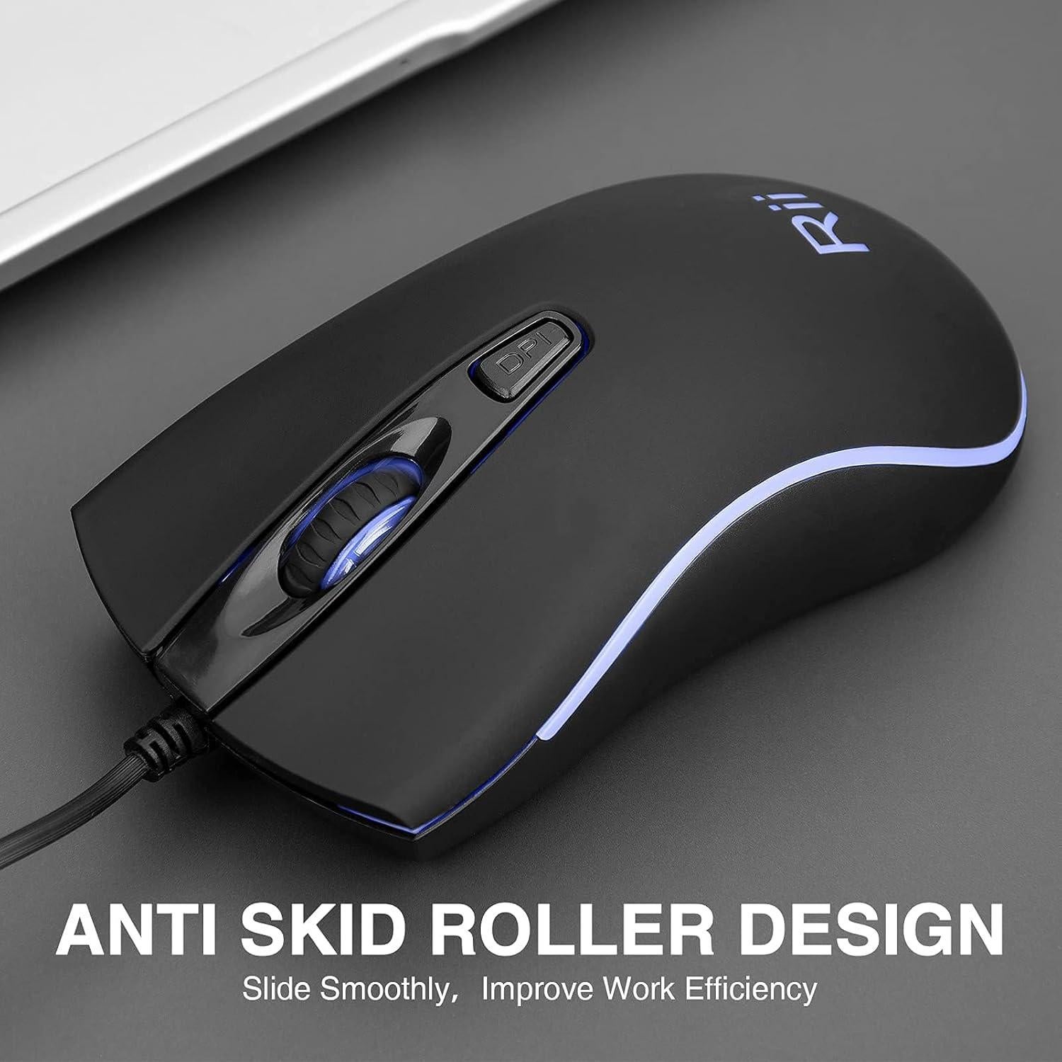 Ratón con Cable Rii RM105 RGB Ergonómico 102g