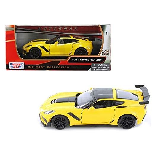 Modelo de Coche Diecast Chevrolet Corvette ZR1 2019 Amarillo 1/24