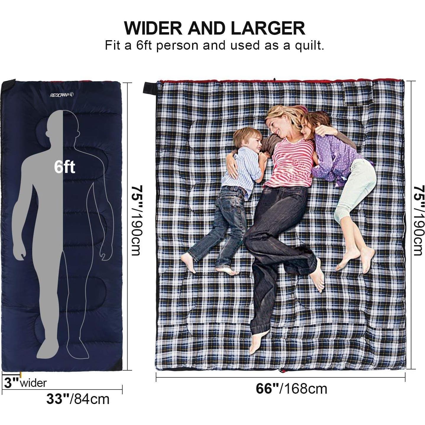 Saco de dormir REDCAMP 4lbs franela algodón 200x90cm