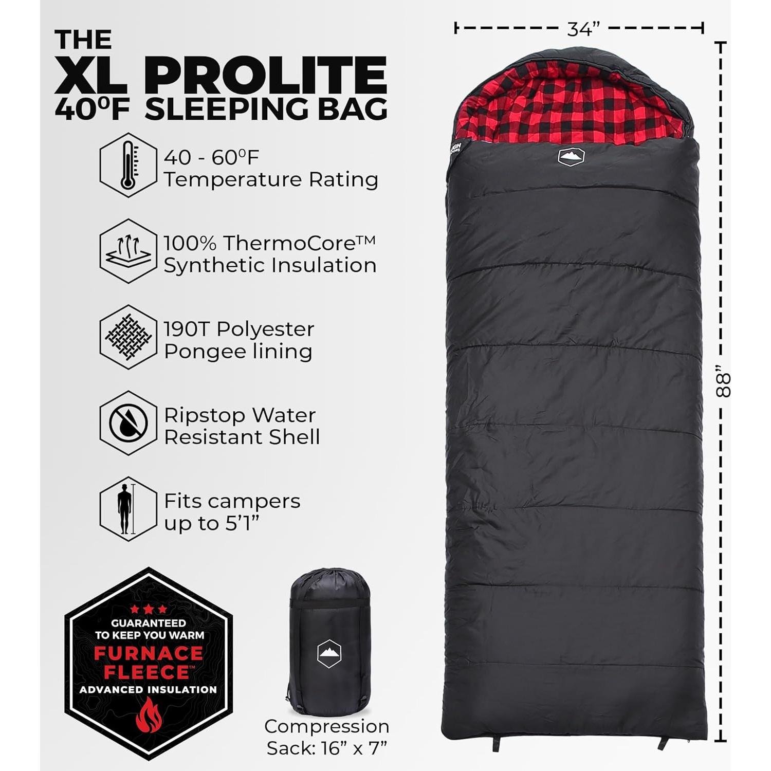 Saco de dormir Tough Outdoors XL 4 estaciones 15-50°F