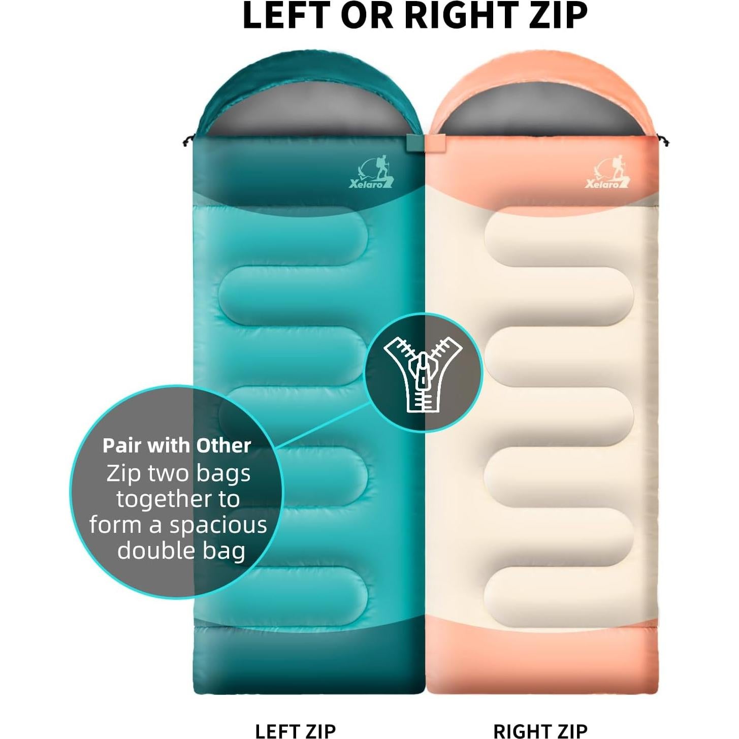 Saco de dormir Xelaro 3 estaciones 220x80 cm impermeable