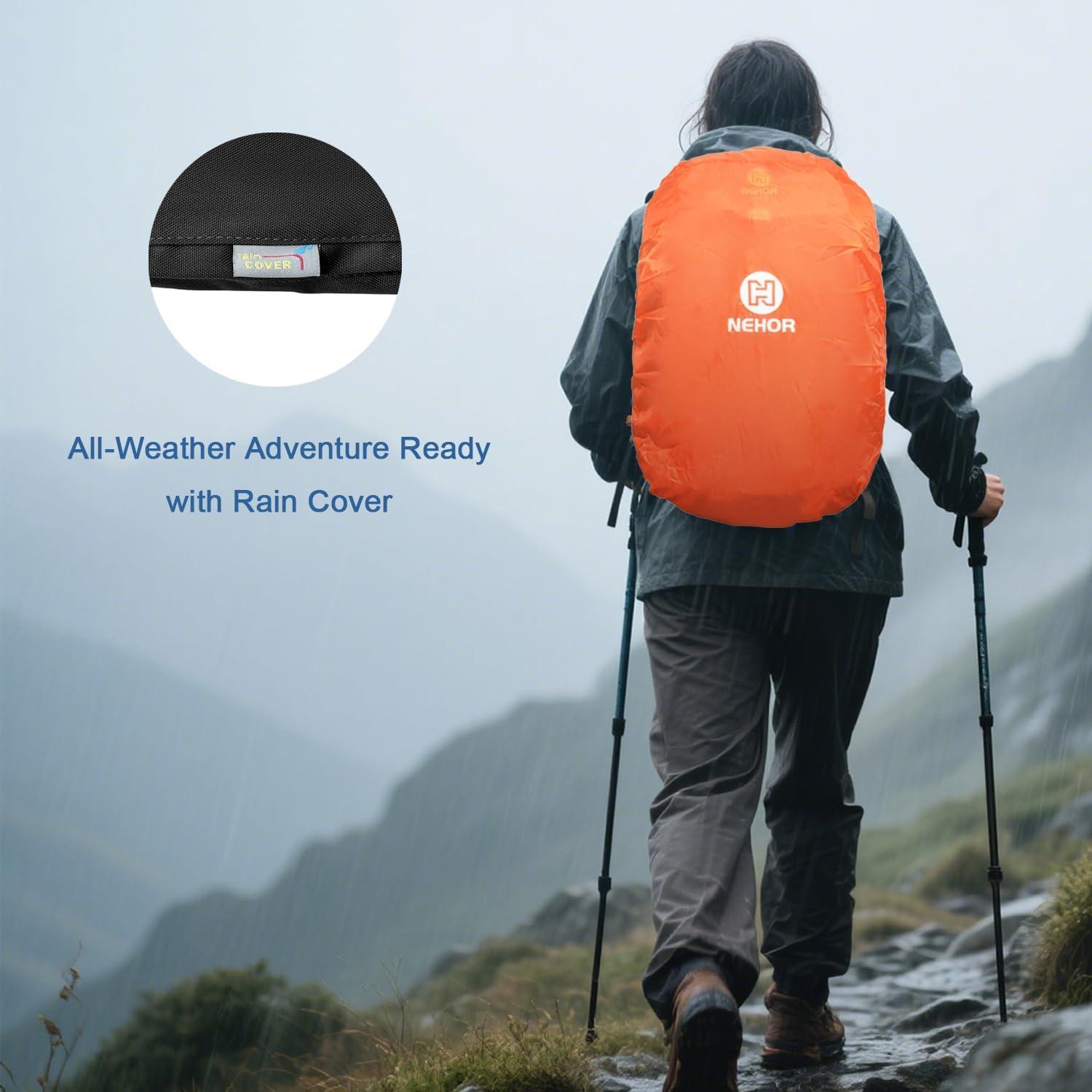 Mochila de Senderismo NEHOR 40L Resistente al Agua Negra