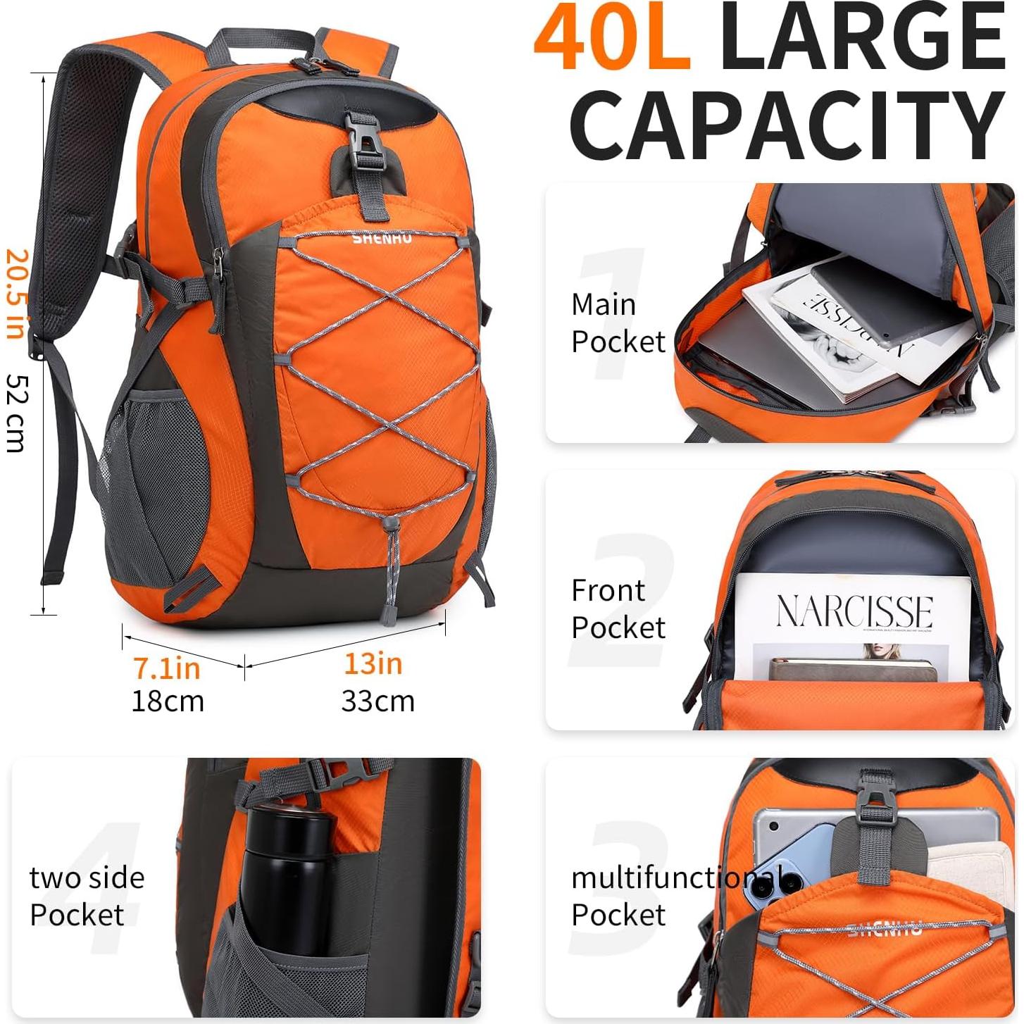 Mochila de Senderismo 40L SHENHU Impermeable Unisex