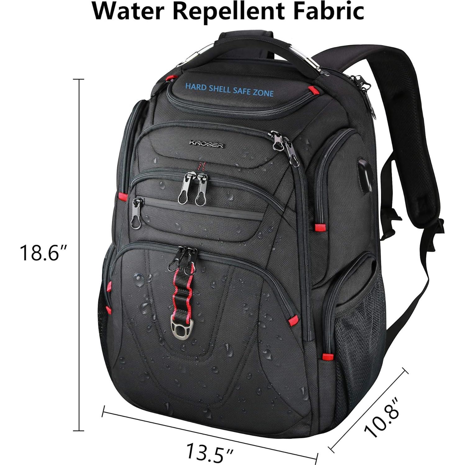 Mochila KROSER 18.4" repelente al agua con puerto USB