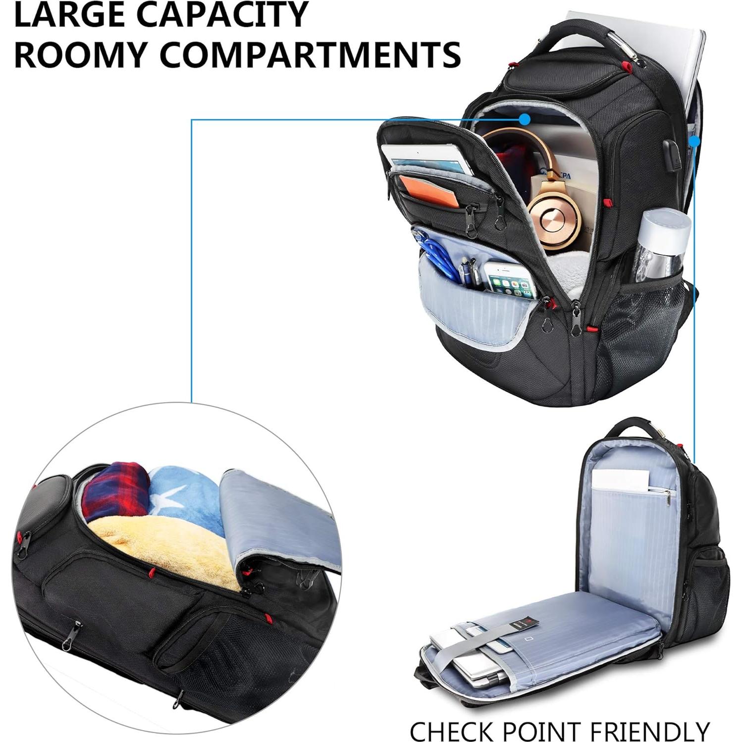 Mochila KROSER 18.4" repelente al agua con puerto USB