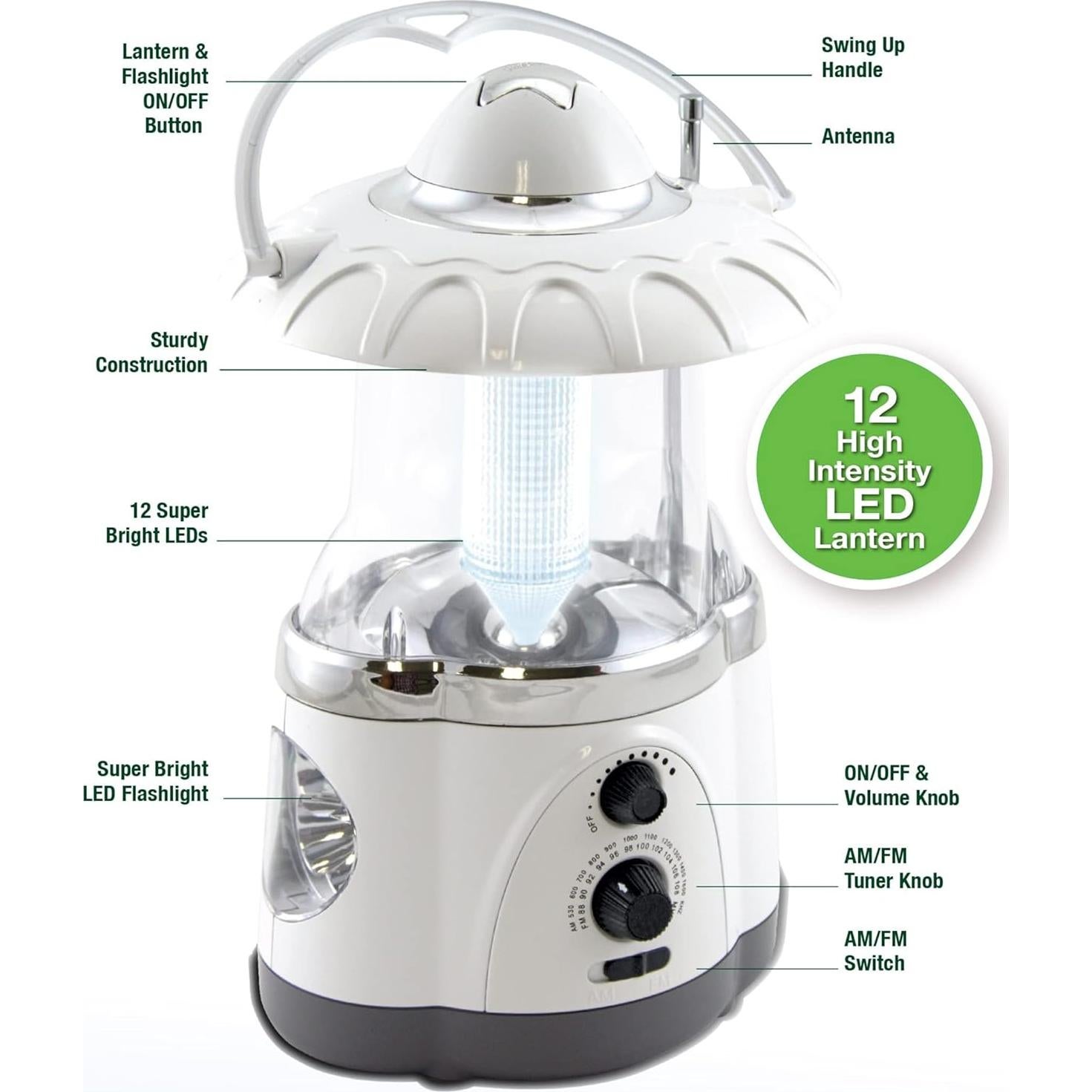 Linterna LED Multifuncional NorthPoint 12 LED 25.4cm Blanca