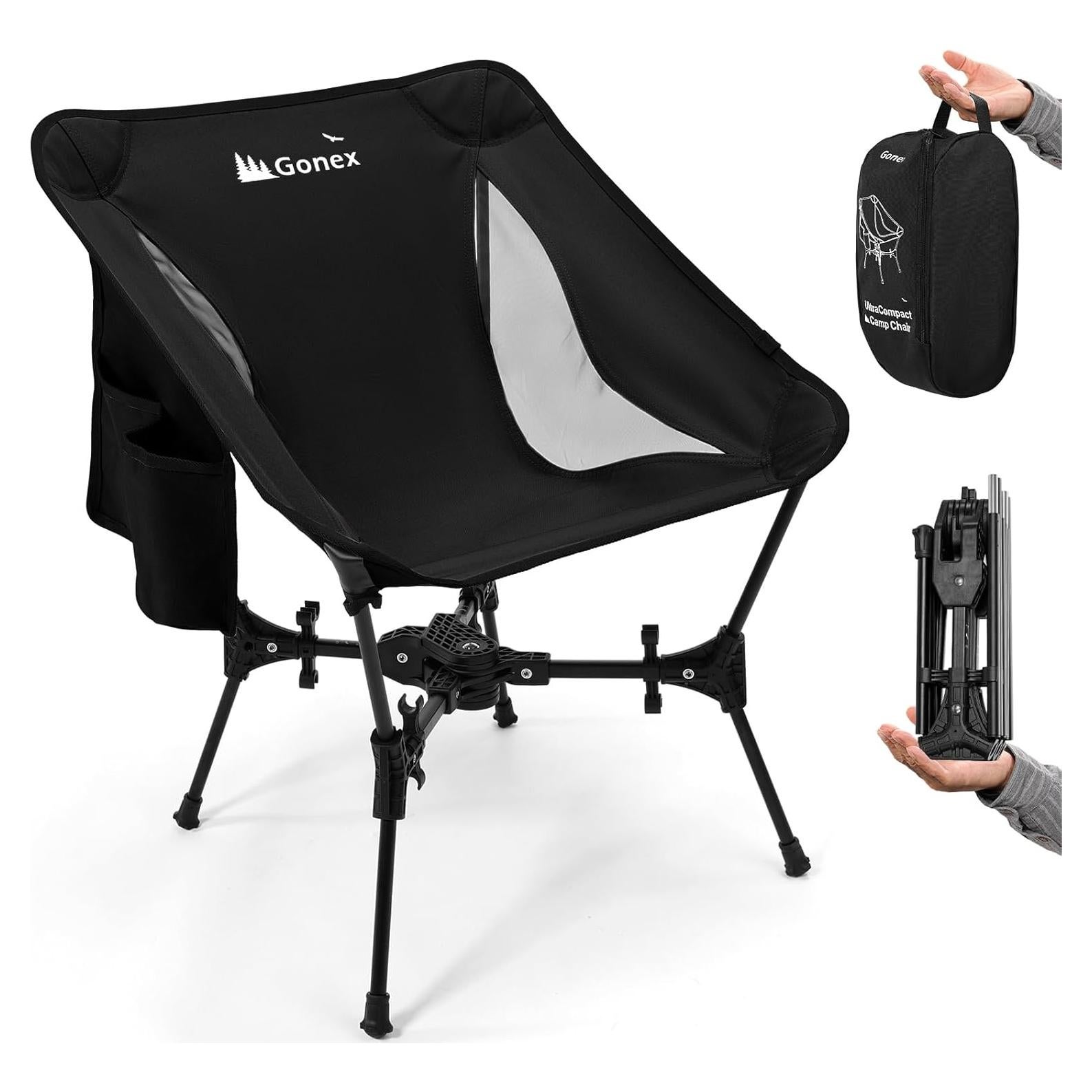 Silla de Camping Plegable Gonex Ultraligera 150kg Negra