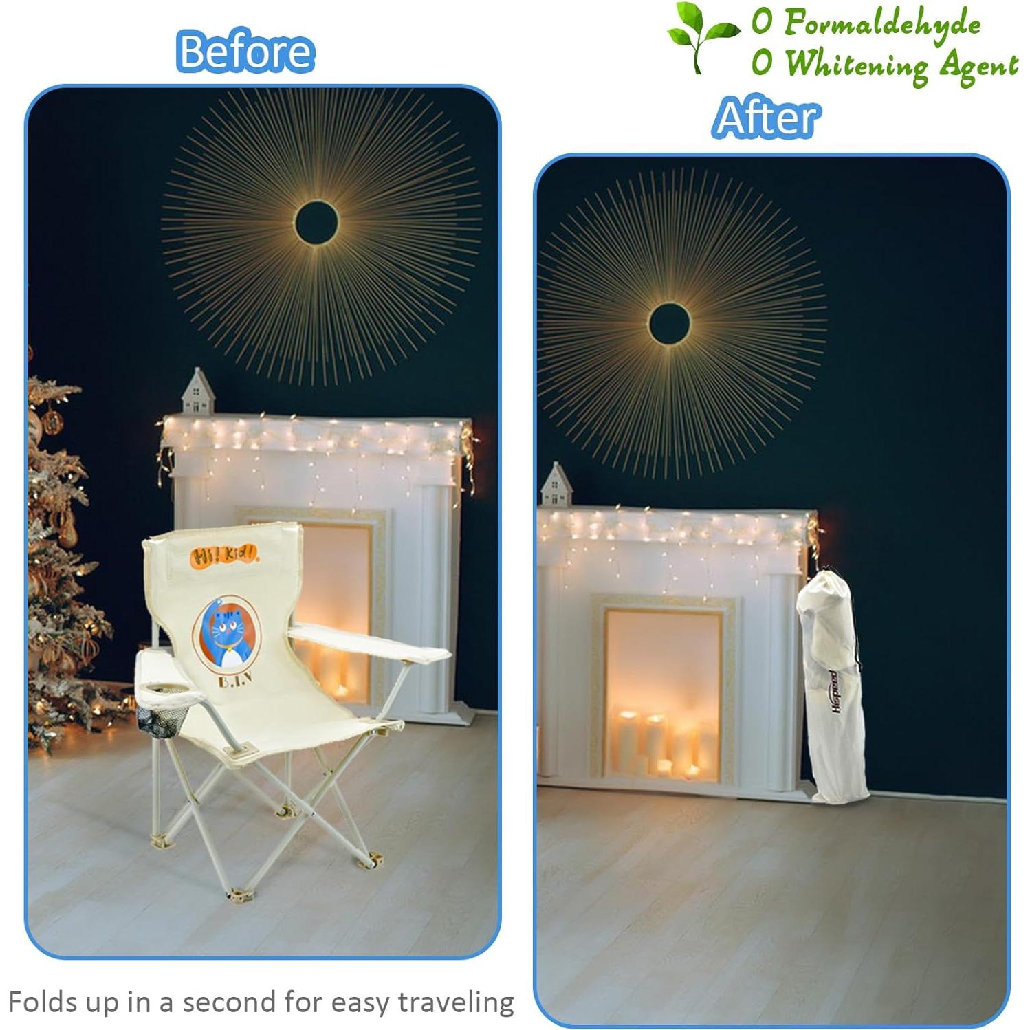 Silla de Camping Plegable para Niños BUSYSIR con Sombrilla Azul