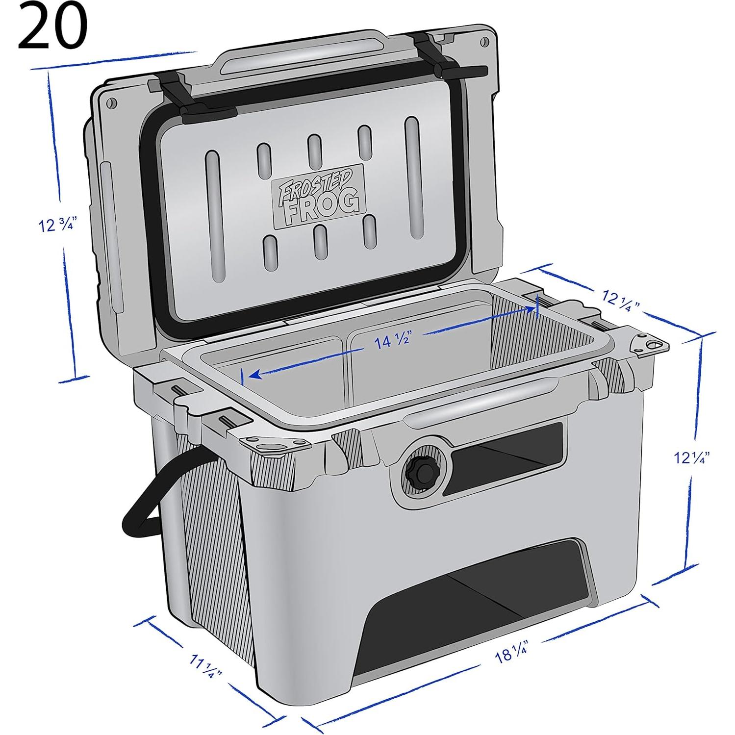 Enfriador de Hielo 20QT Frosted Frog Aislado Grado Comercial