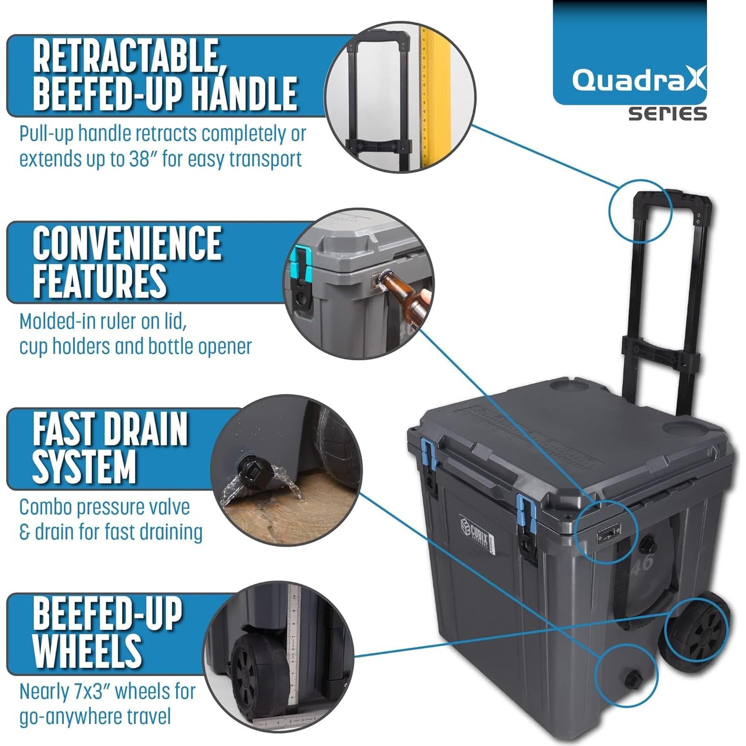 Enfriador Duro Cubix Outdoors QuadraX 46QT Camo 43.5L con Ruedas