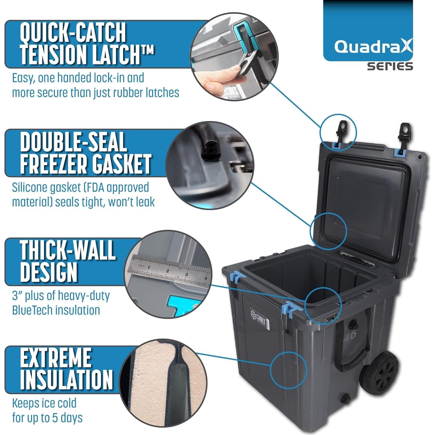 Enfriador Duro Cubix Outdoors QuadraX 46QT Camo 43.5L con Ruedas