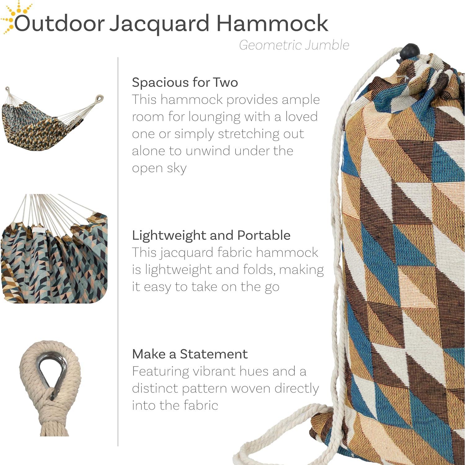 Hamaca Doble Jacquard Sunnydaze 3.07m x 1.47m para 2 Personas