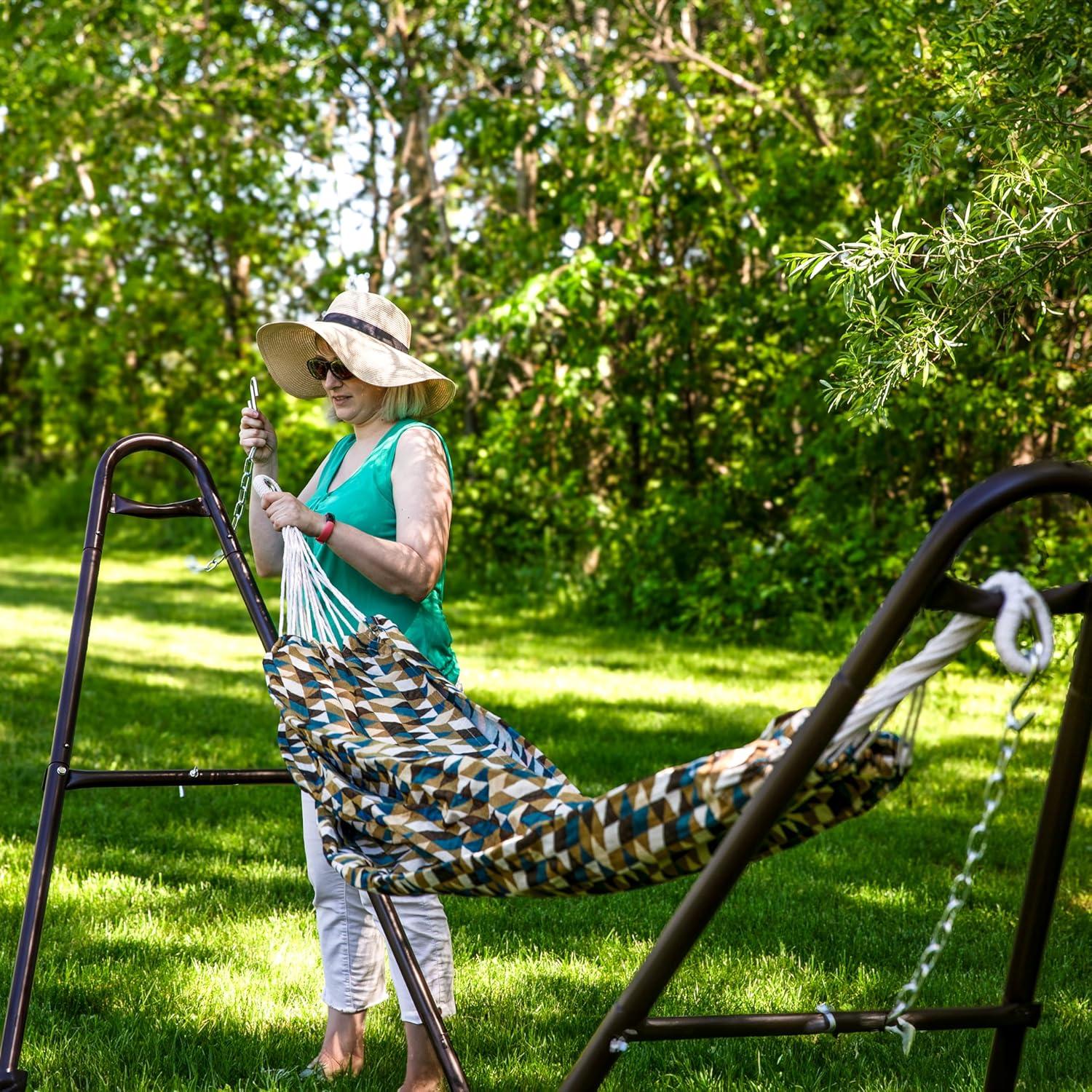 Hamaca Doble Jacquard Sunnydaze 3.07m x 1.47m para 2 Personas