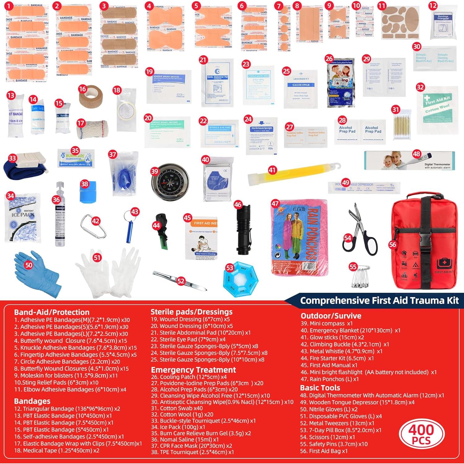 Kit de Primeros Auxilios Grande PronteeAid 400 Piezas para Emergencias