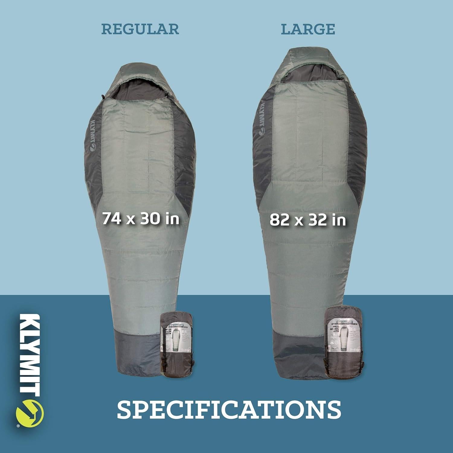 Saco de Dormir Klymit Wild Aspen Tipo Momia 20°F Verde