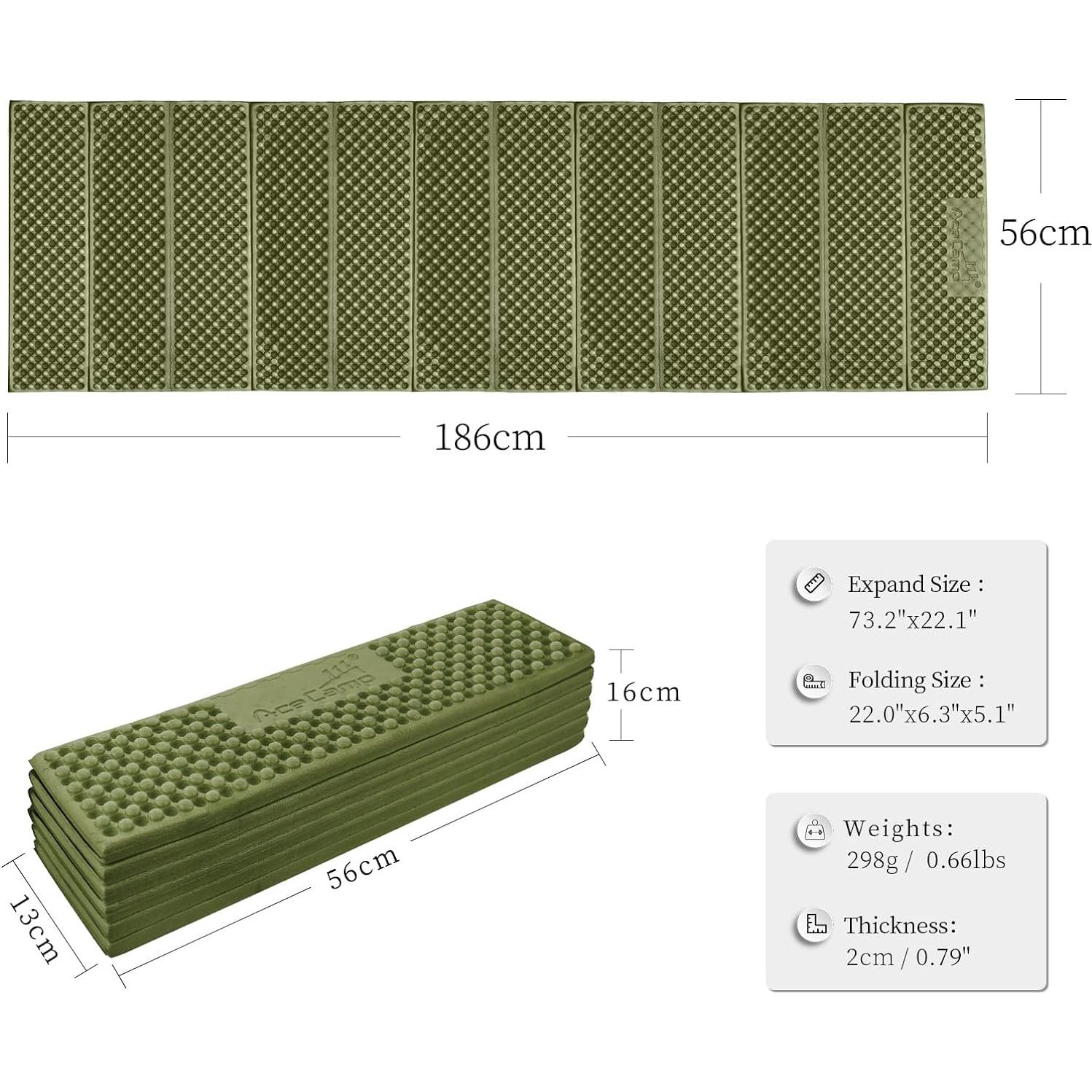 Almohadilla de Espuma Portátil AceCamp 1.86m Compacta y Ligera