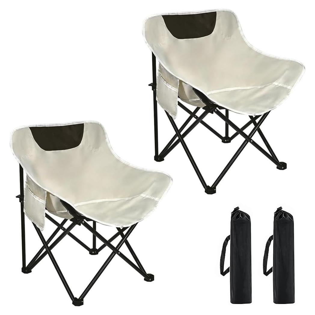 Set de 2 Sillas de Camping Zertylre Plegables 150 kg Beige