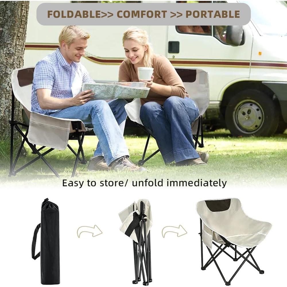 Set de 2 Sillas de Camping Zertylre Plegables 150 kg Beige