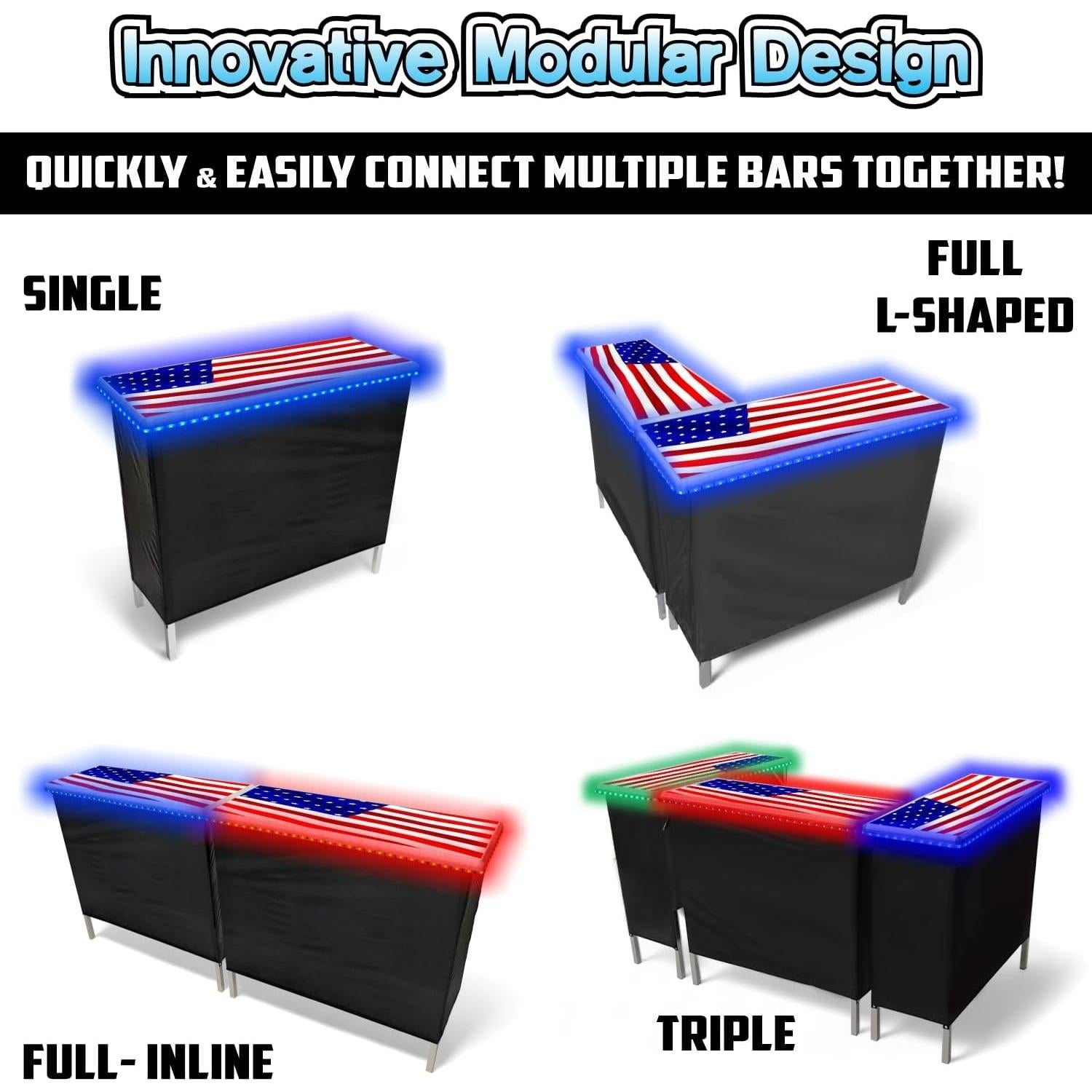 Bar Portátil Plegable PartyLife con Luces LED y Faldas