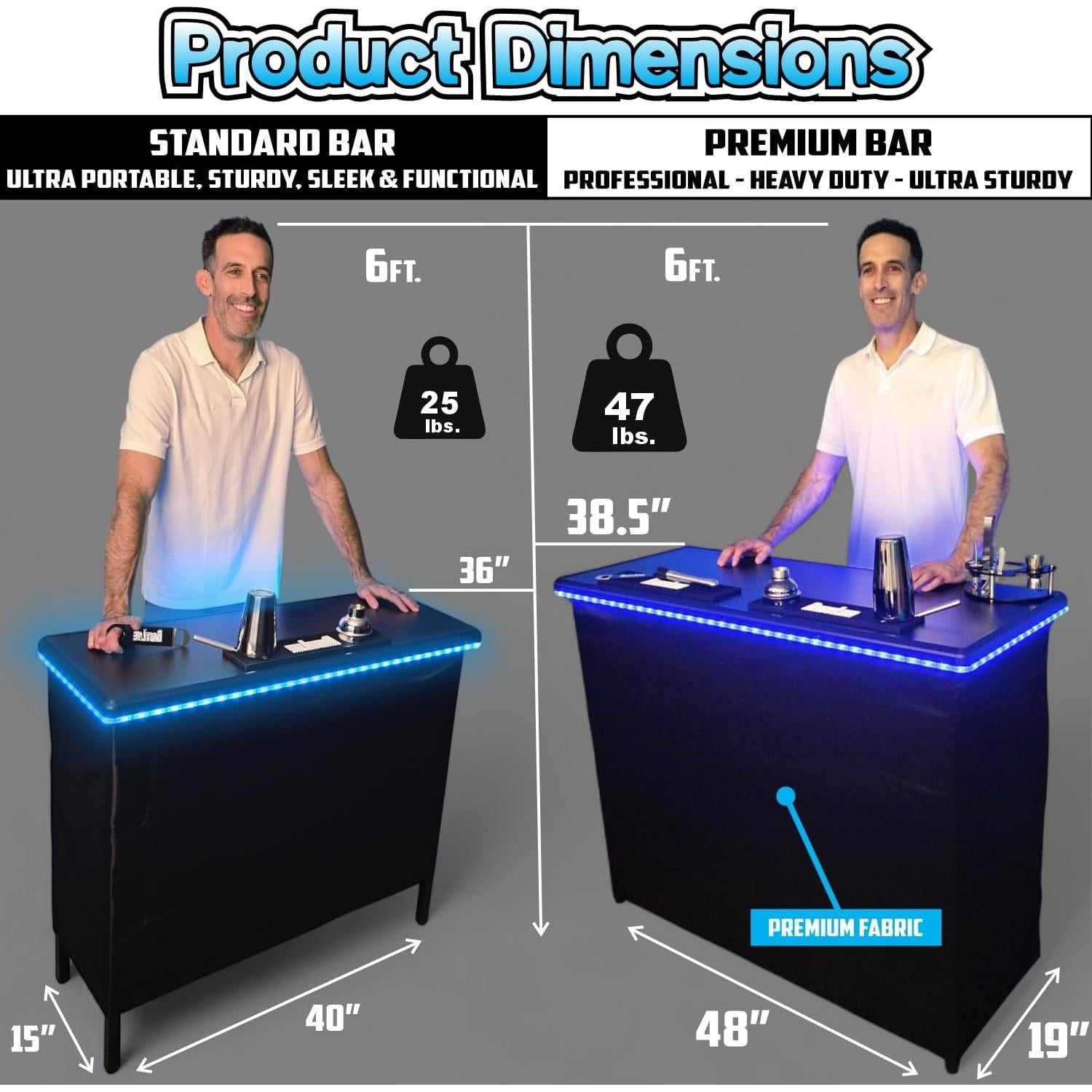 Mesa de Bar Portátil PartyLife con Luces LED y Faldas