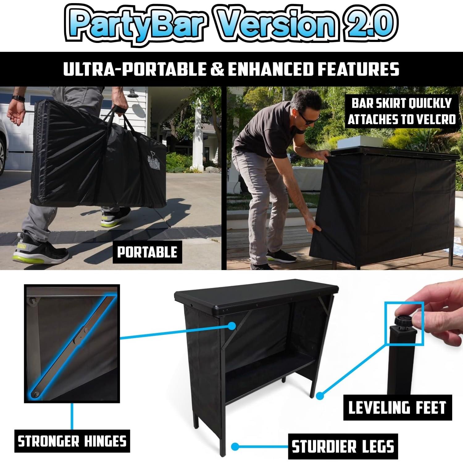 Mesa de Bar Portátil PartyLife con Luces LED y Faldas