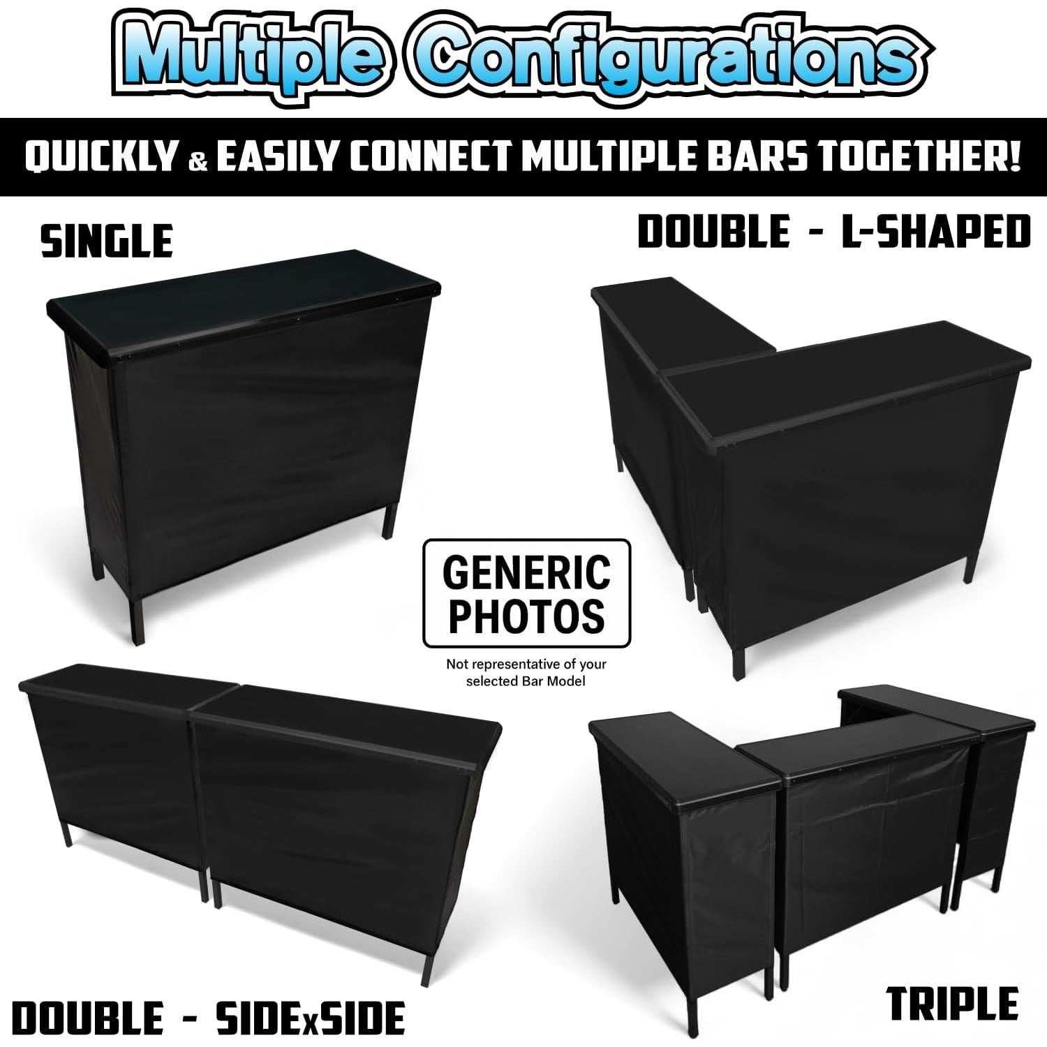 Mesa de Bar Portátil PartyLife con Luces LED y Faldas