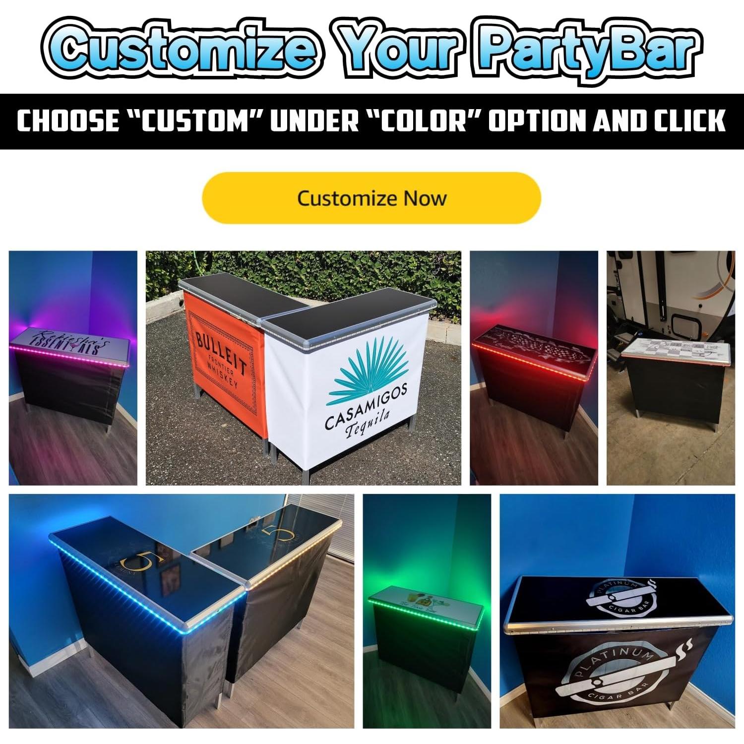 Mesa de Bar Portátil PartyLife con Luces LED y Faldas