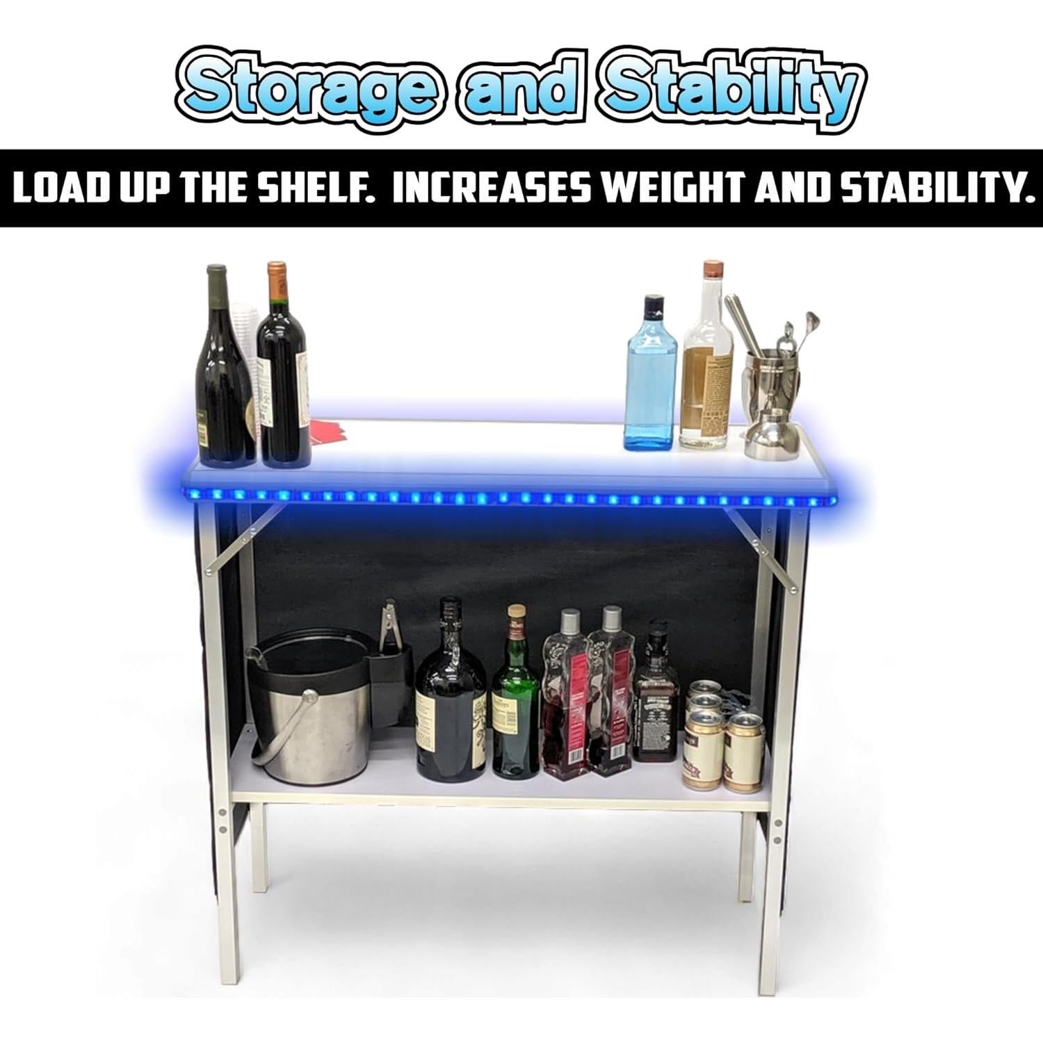 Bar Portátil Plegable PartyLife con Luces LED y Faldas