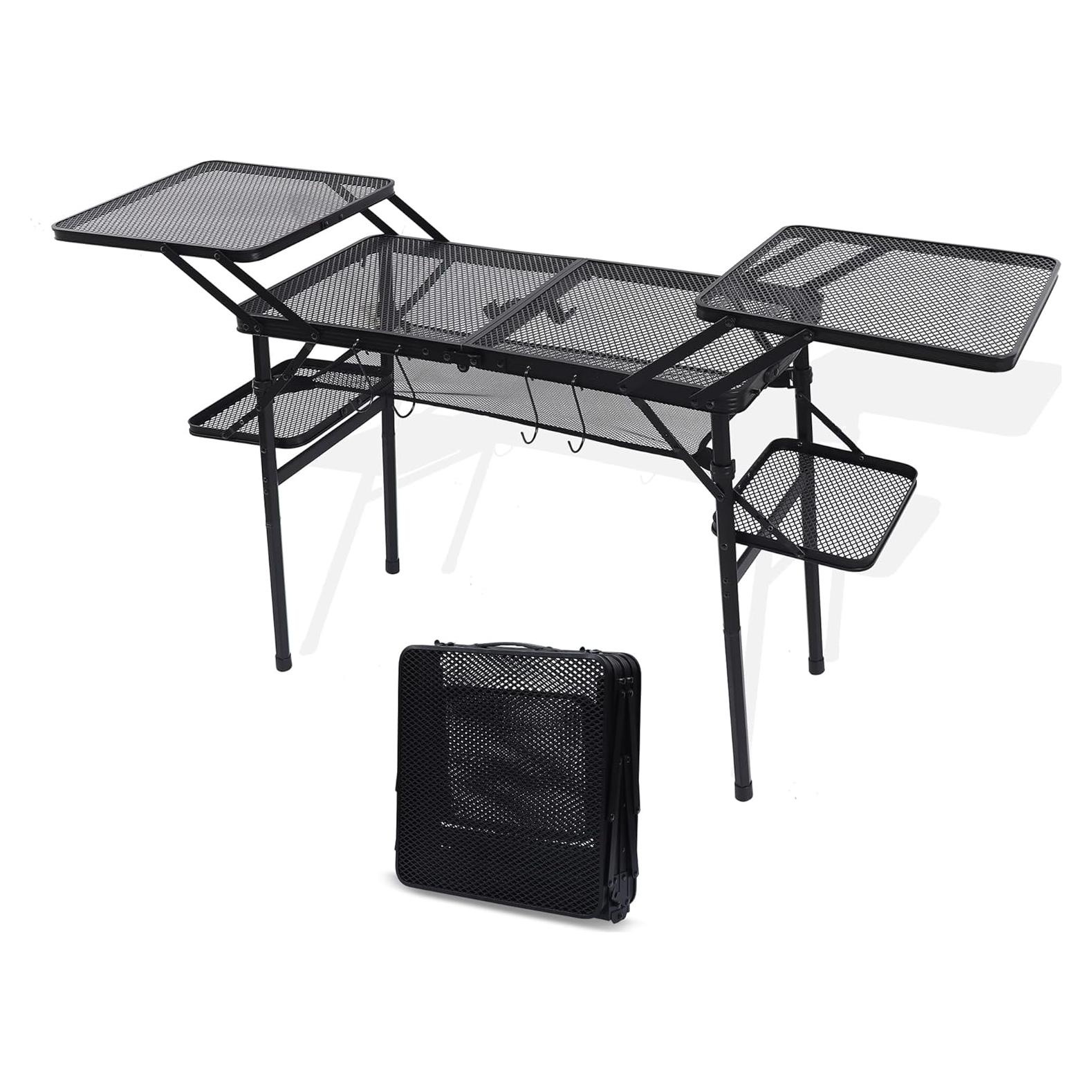 Mesa de Camping Plegable Nice C con 4 Mesas Laterales 80x40x76cm