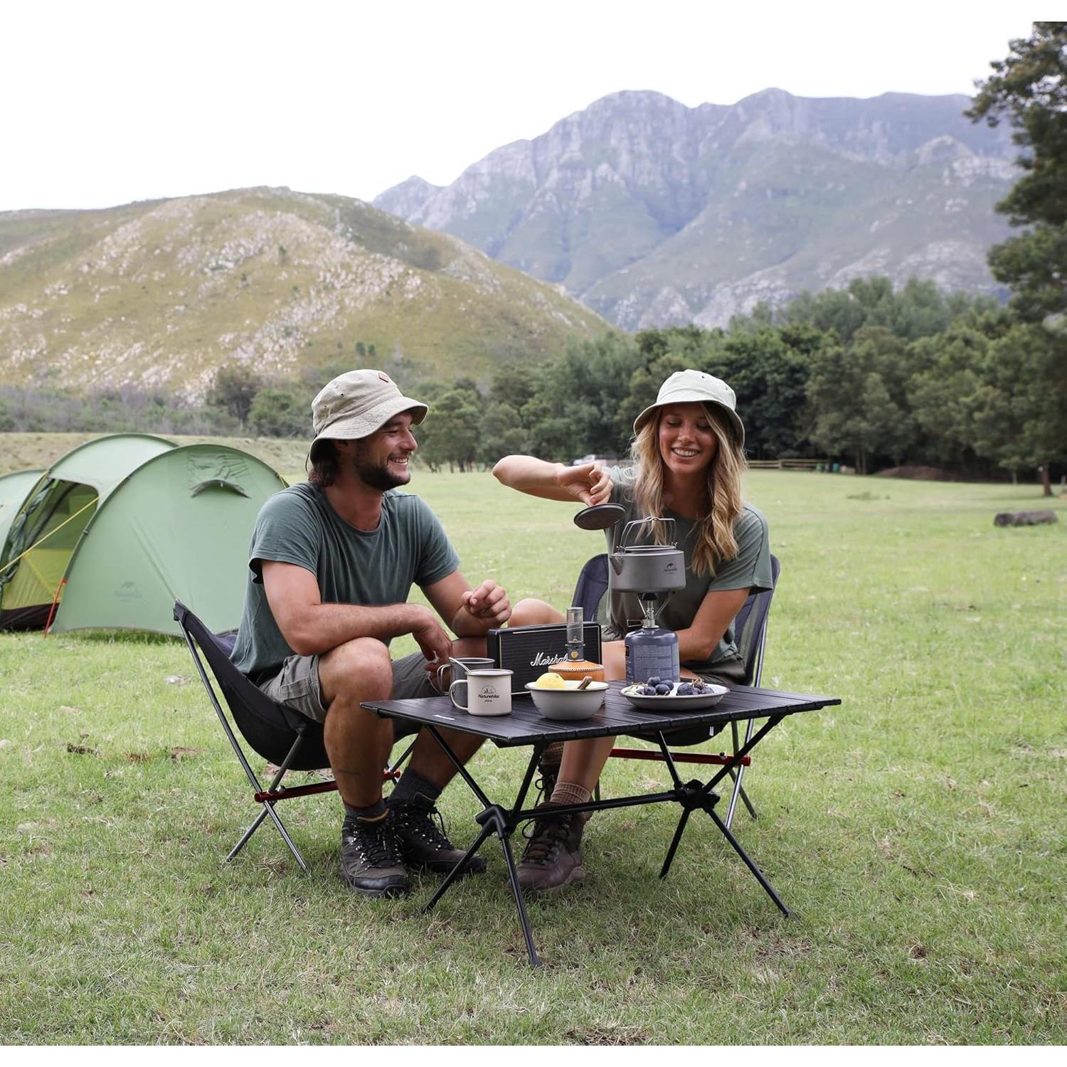 Naturehike FT11 Height Adjustable Camping Table, Ultralight Aluminum Roll Up Table with Carry Bag, Portable Backpacking Camp Table for Hiking Picnic Fishing Beach