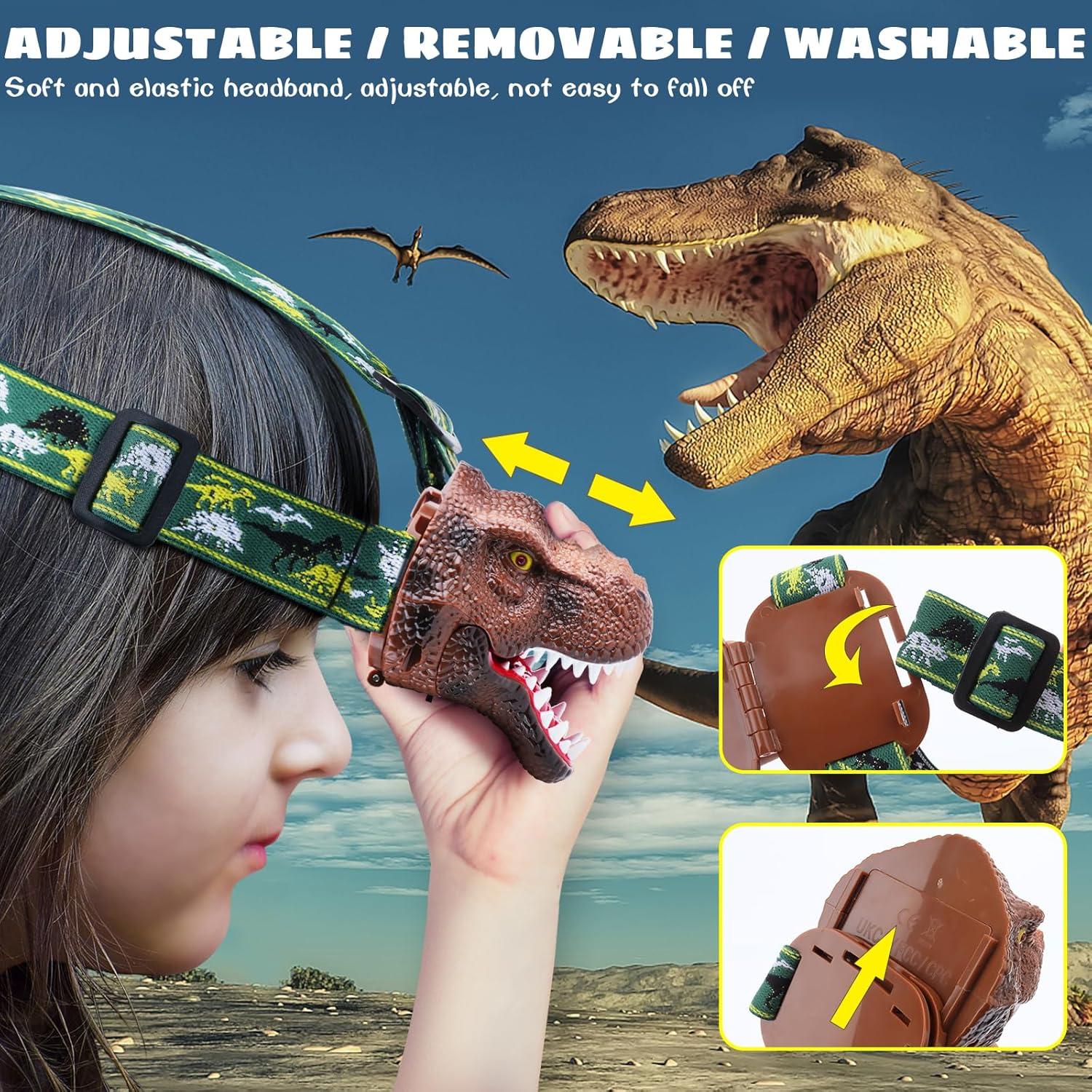 Linterna Frontal Dinosaurio Dysaim LED Recargable 2 Piezas