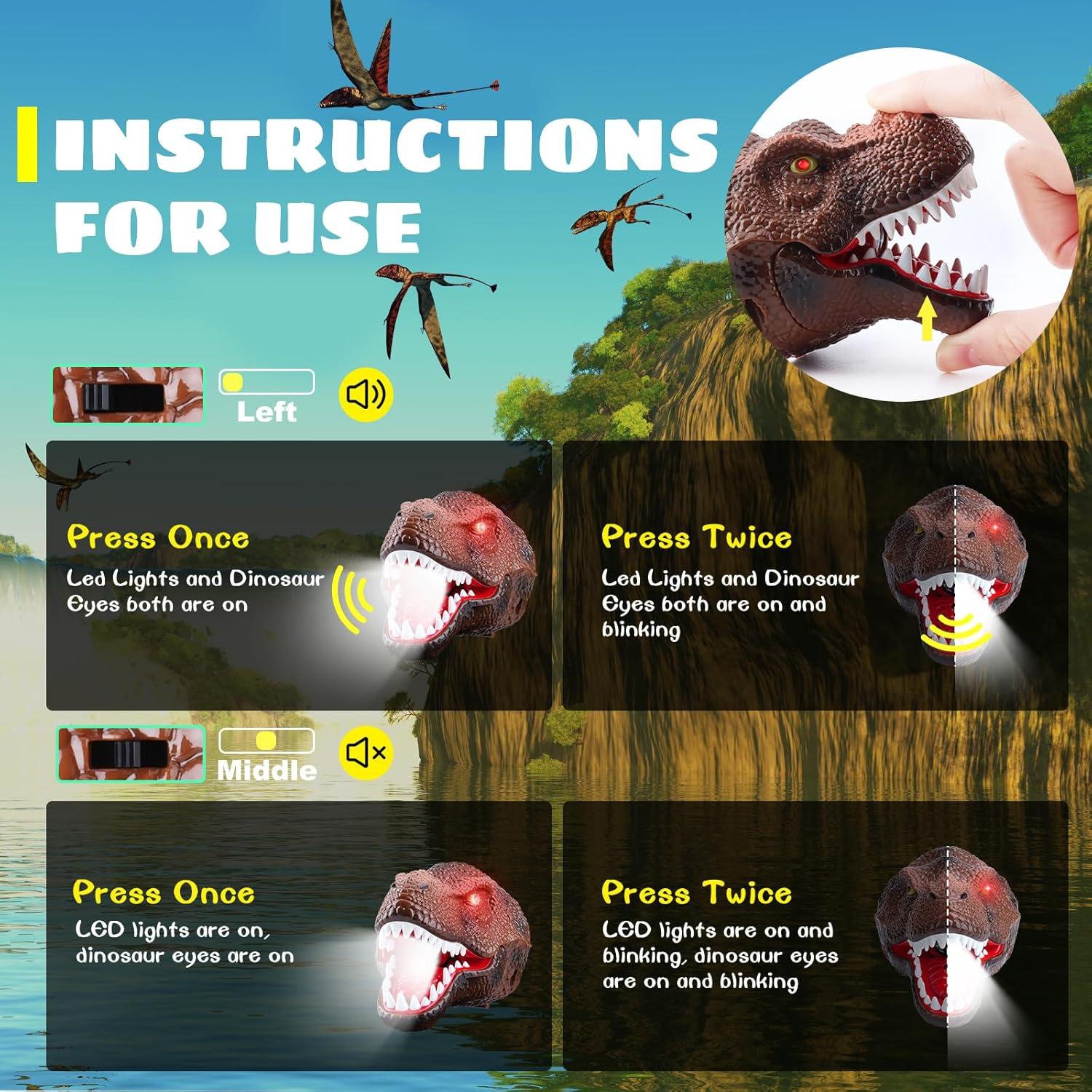 Linterna Frontal Dinosaurio Dysaim LED Recargable 2 Piezas