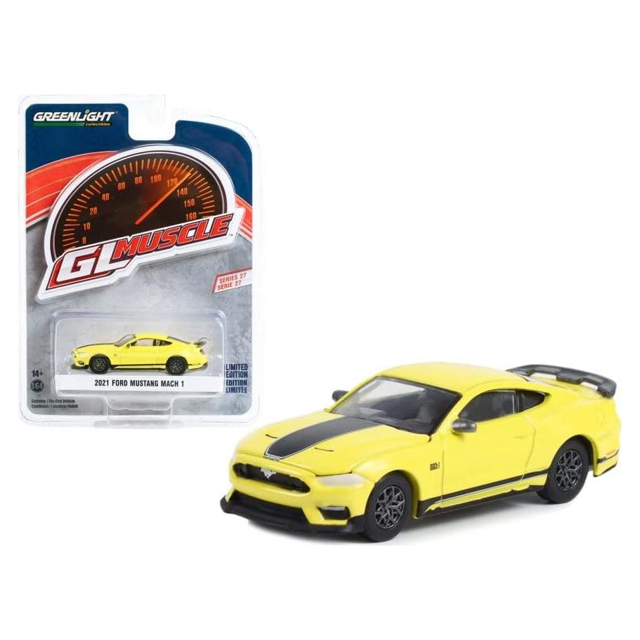 Coche de Metal Fundido Greenlight 2021 Ford Mustang Mach 1 Amarillo 1/64