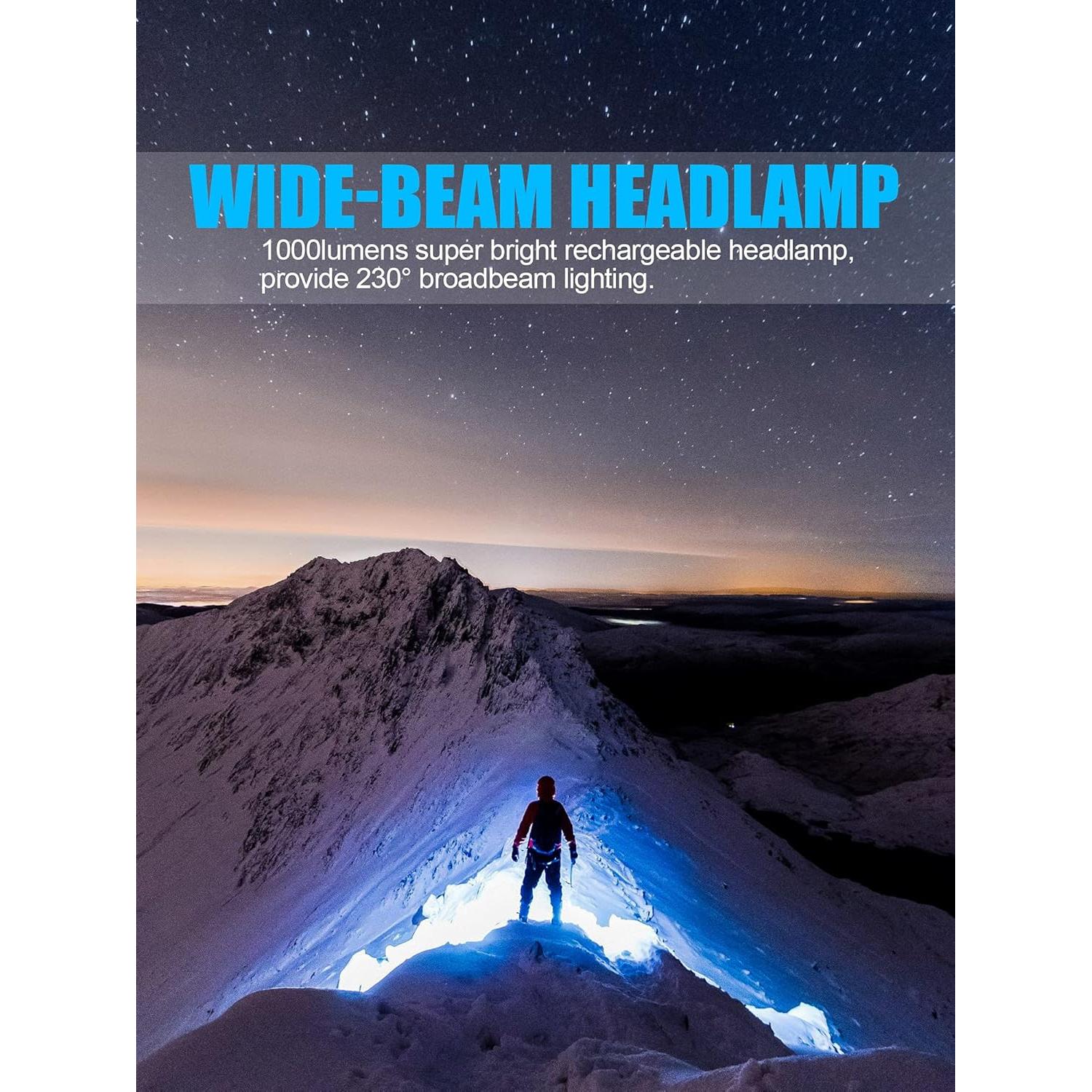 Linterna Frontal LED Spriak B42L 1000 Lúmenes Recargable USB