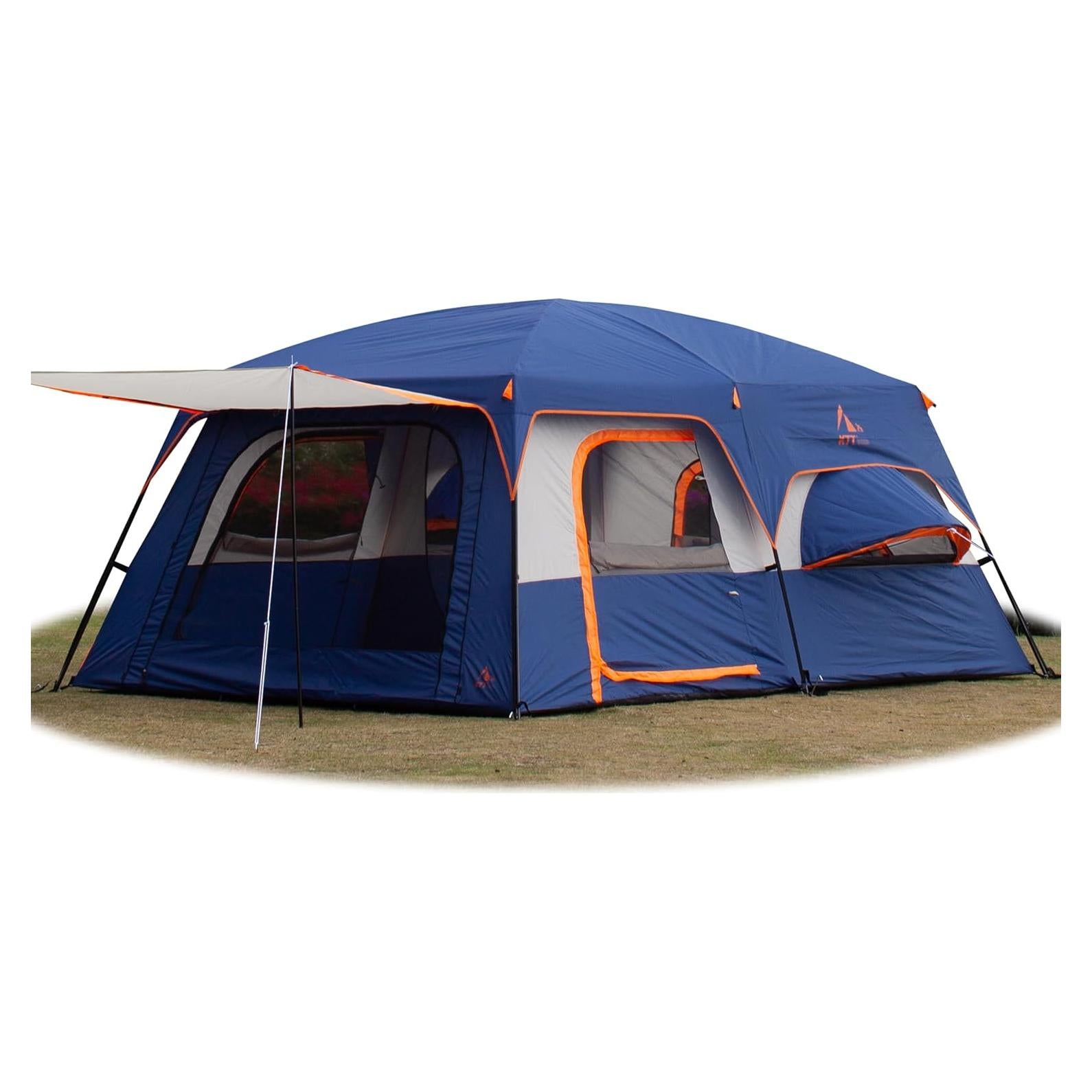 Tienda de Camping KTT 2 Ventanas Azul 12 Personas Impermeable