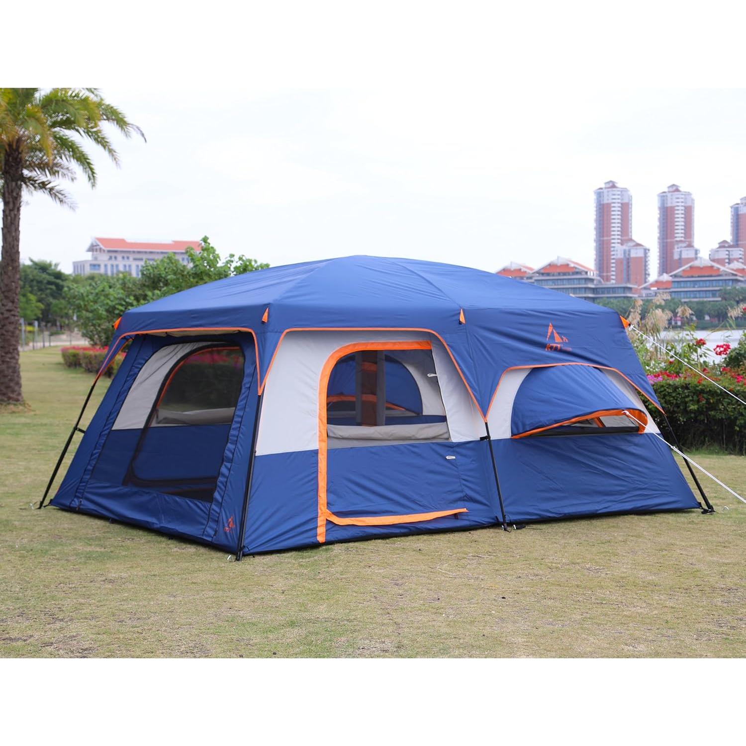 Tienda de Camping KTT 2 Ventanas Azul 12 Personas Impermeable