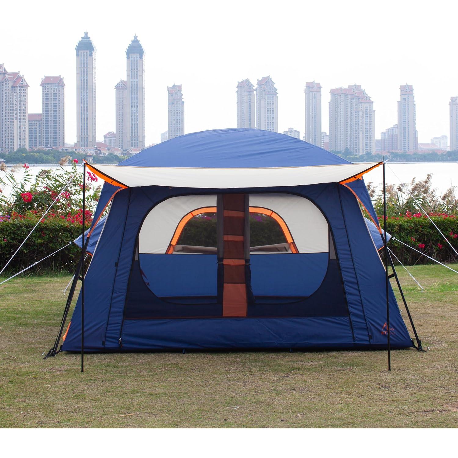 Tienda de Camping KTT 2 Ventanas Azul 12 Personas Impermeable