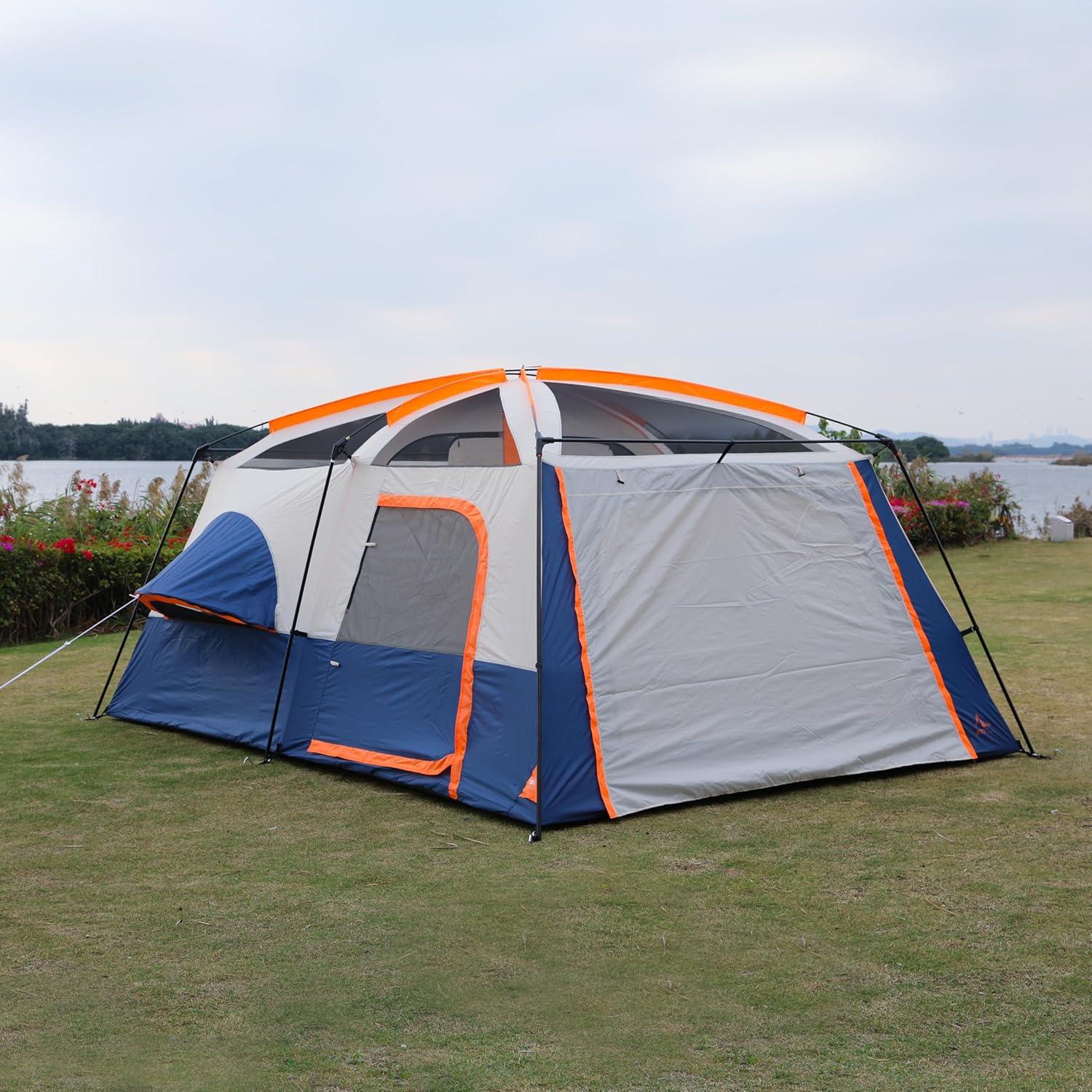 Tienda de Camping KTT 2 Ventanas Azul 12 Personas Impermeable