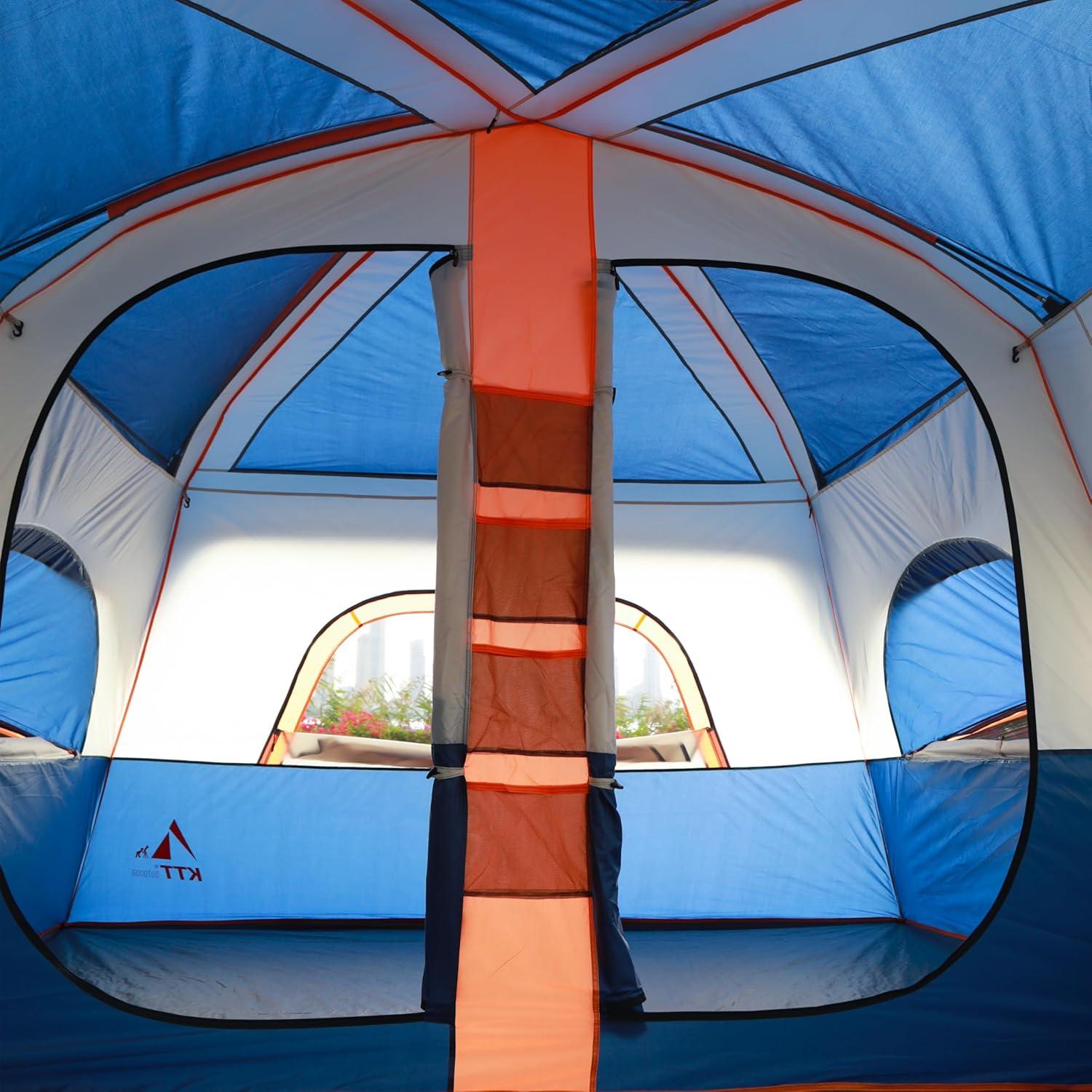Tienda de Camping KTT 2 Ventanas Azul 12 Personas Impermeable