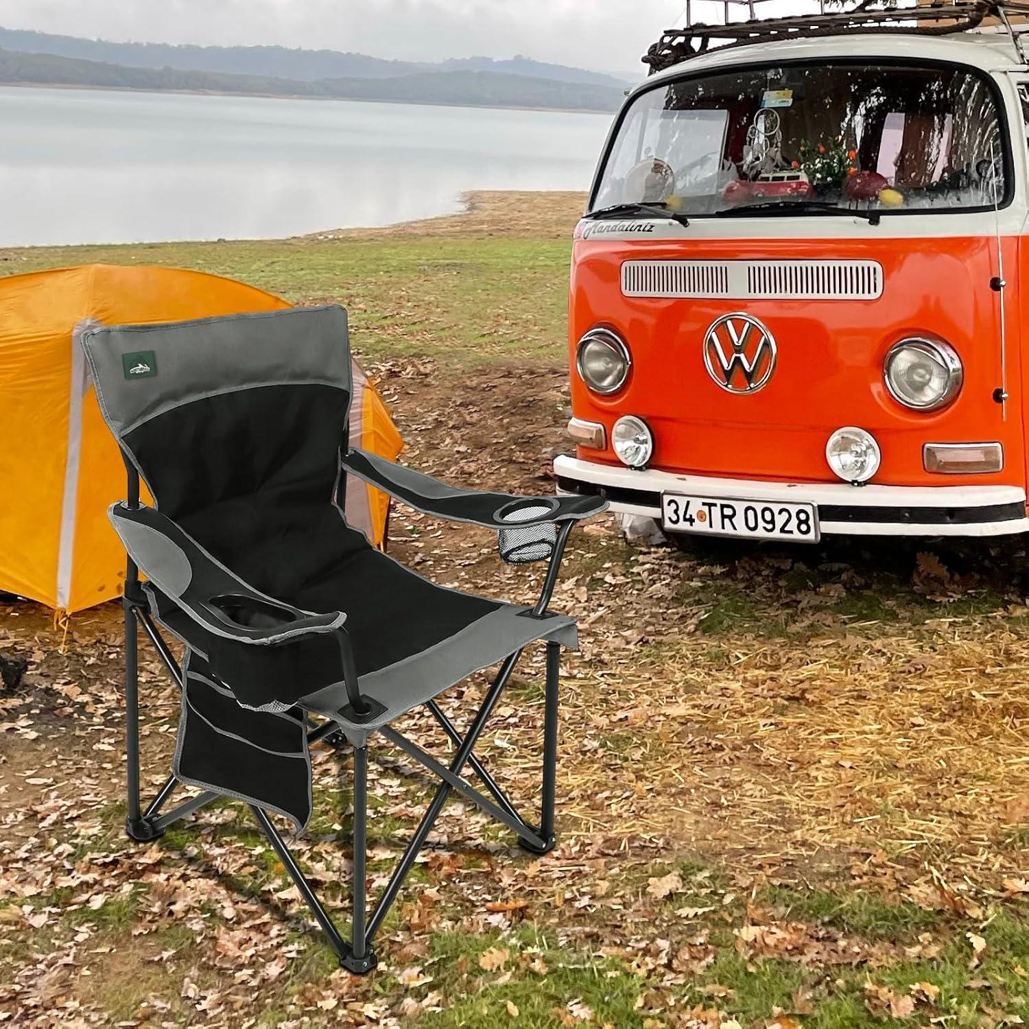 Silla de Camping Plegable Northroad Oxford 136kg Negra