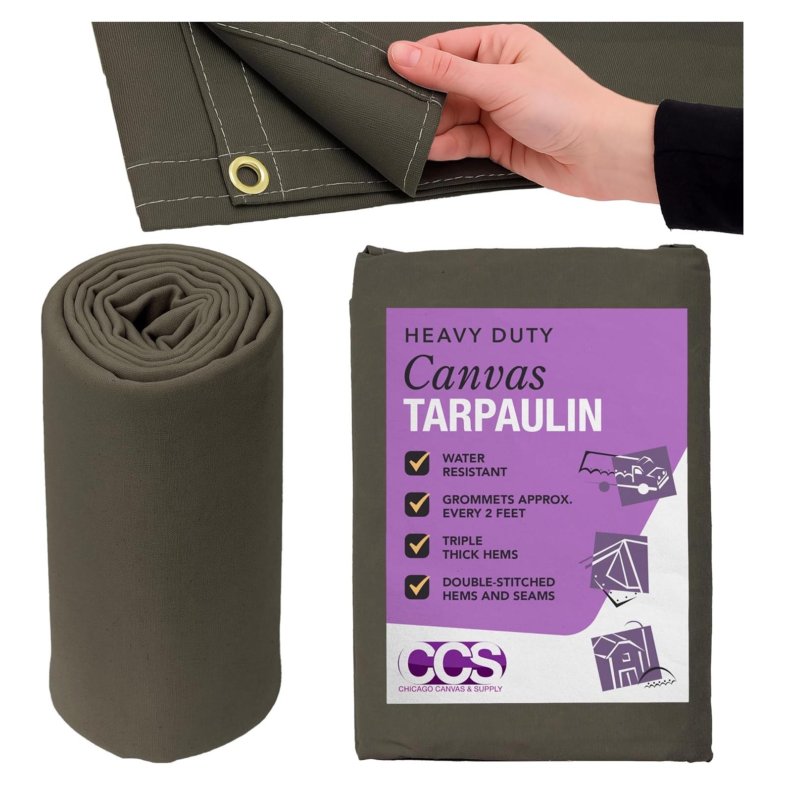 Lona Impermeable CCS 6x8 Pies Algodón Verde Oliva Resistente