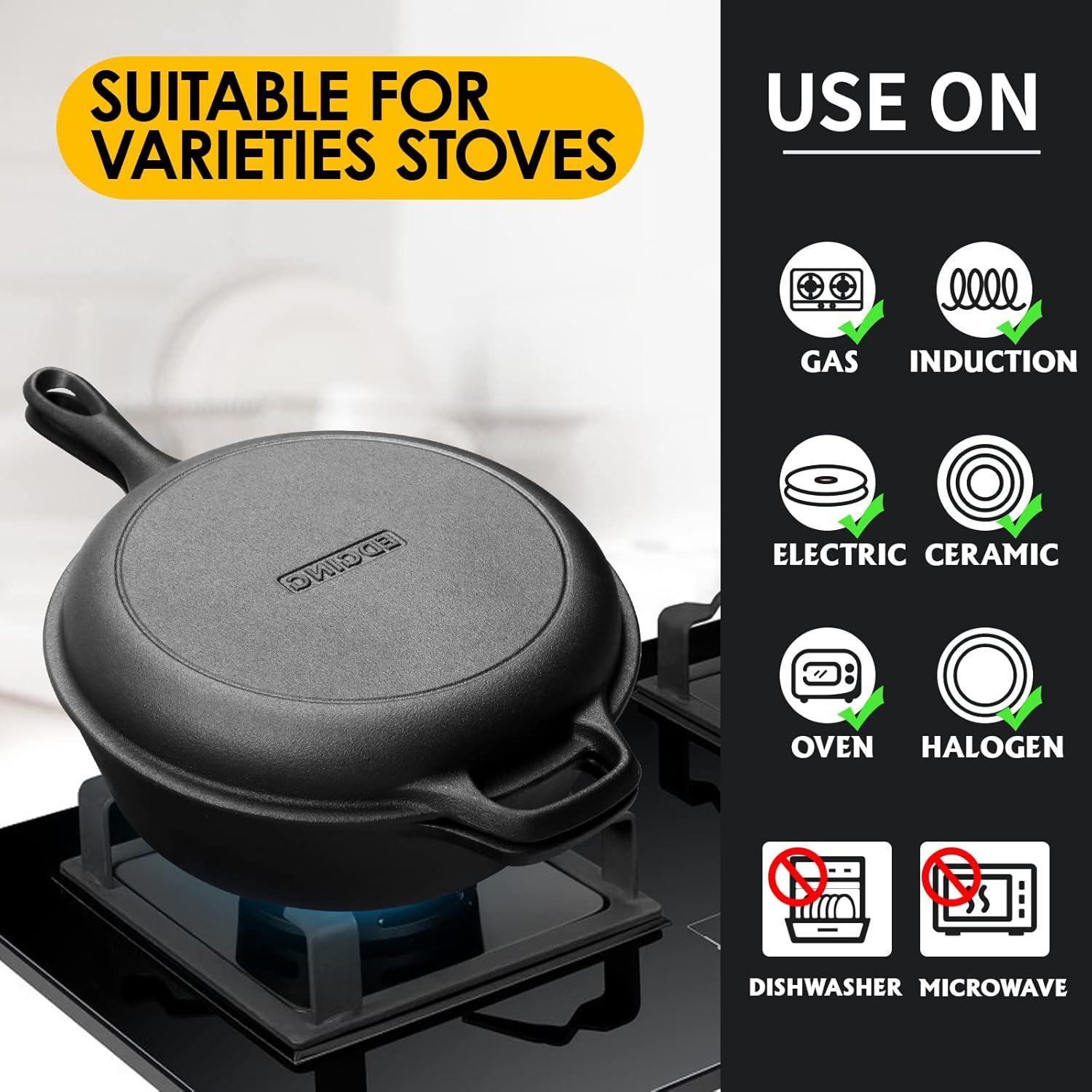 Olla de Hierro Fundido 2 en 1 EDGING CASTING 3QT Precocinado