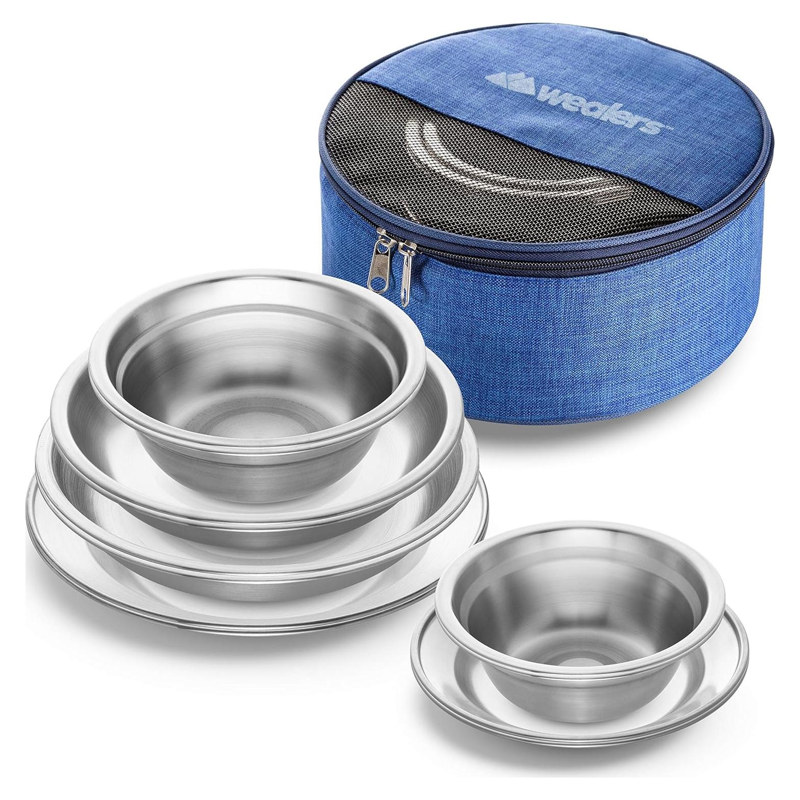 Juego de Platos y Cuencos de Acero Inoxidable Wealers 12 Pzas