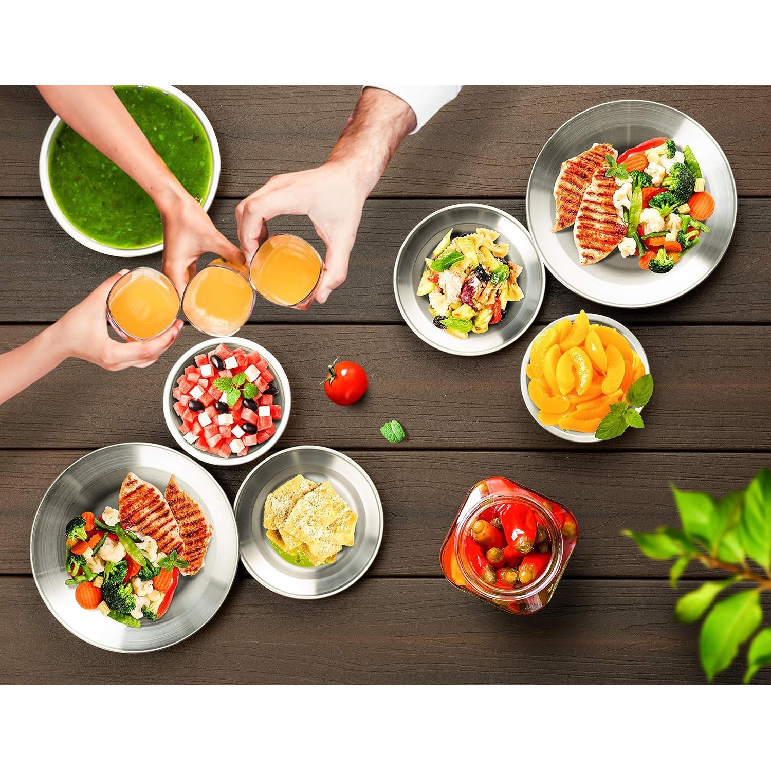 Juego de Platos y Cuencos de Acero Inoxidable Wealers 12 Pzas