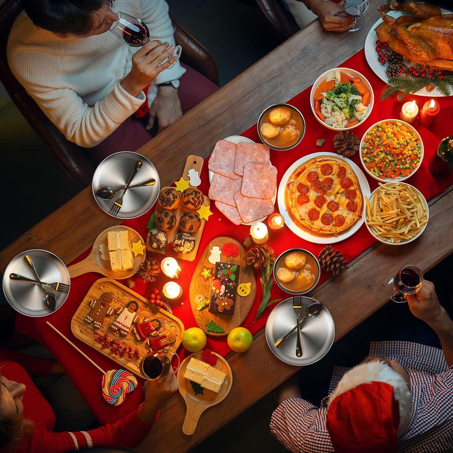 Platos y Cuencos de Acero Inoxidable Sunnyray - 6 Sets 20.32 cm