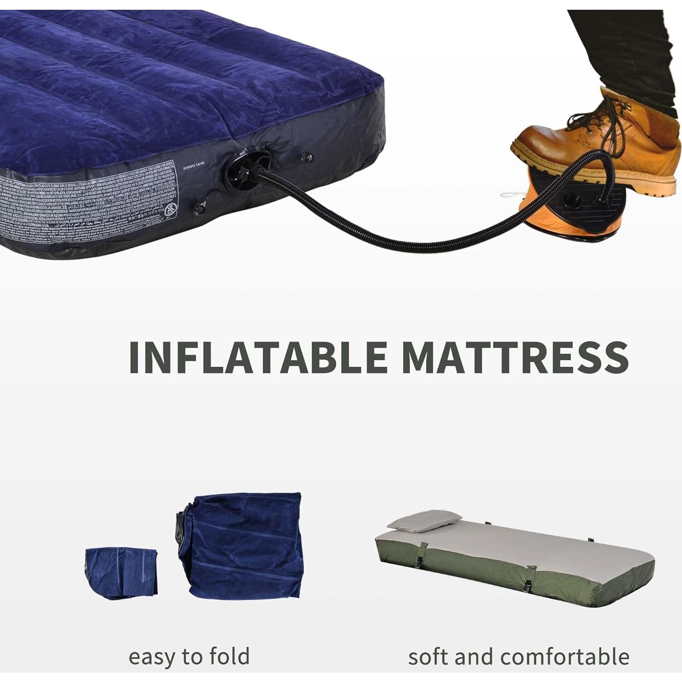 Portable Folding Camping Cot for Adults with Tent - 76" Single Elevated Camp Bed Includes Air Mattress, Sleeping Bag & Foot Pump, Compact & Lightweight for Hiking, Backpacking(76x32)