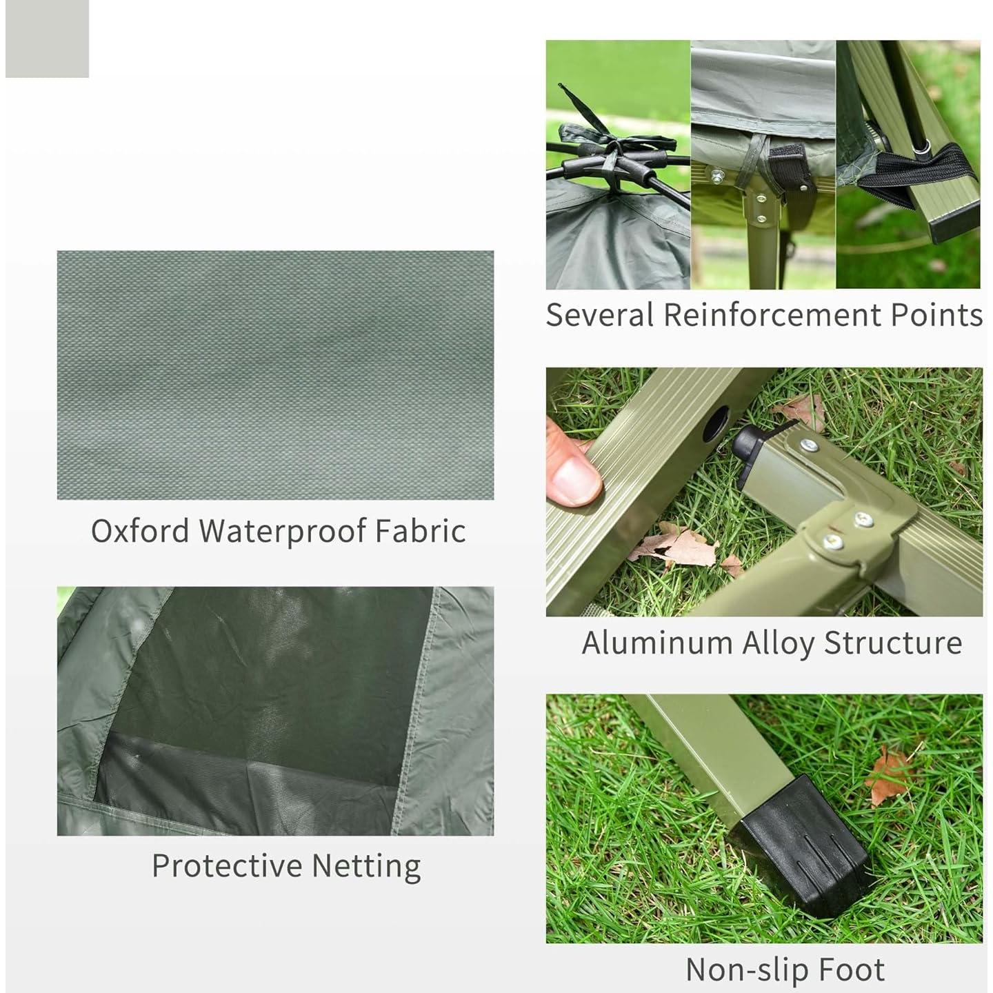 Portable Folding Camping Cot for Adults with Tent - 76" Single Elevated Camp Bed Includes Air Mattress, Sleeping Bag & Foot Pump, Compact & Lightweight for Hiking, Backpacking(76x32)