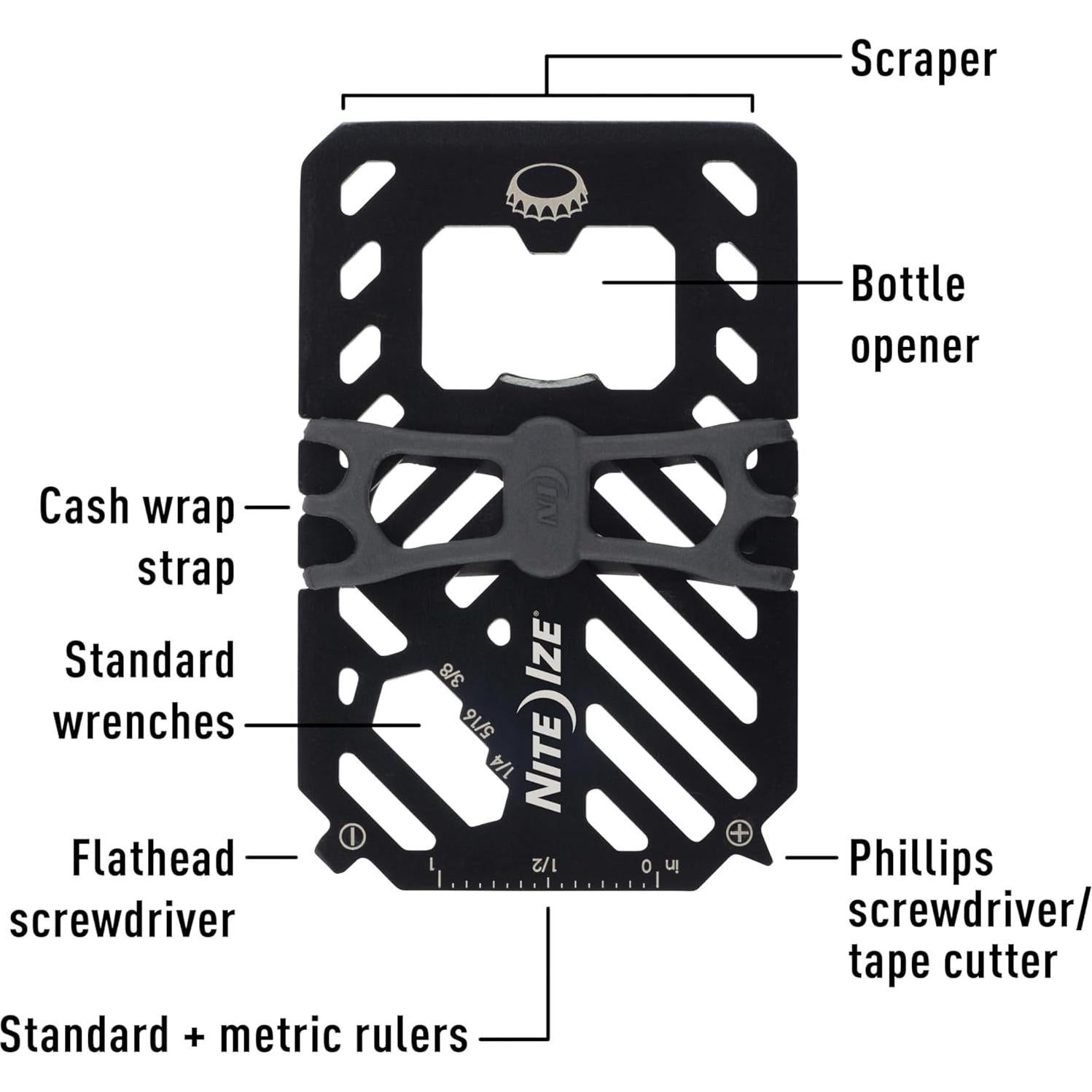 Cartera Multi Herramienta Nite Ize 7-en-1 Acero Inoxidable Negro