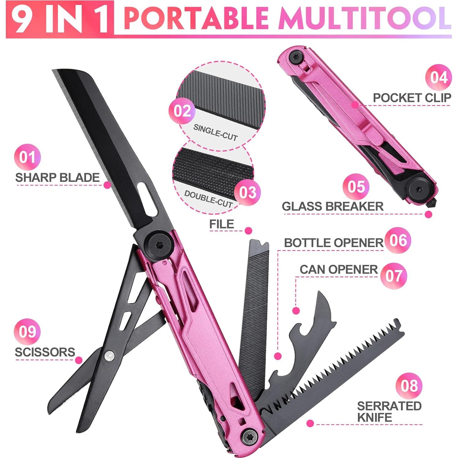 Cuchillo Multitool 9 en 1 WILLUCK Rosa - Regalo para Mujeres